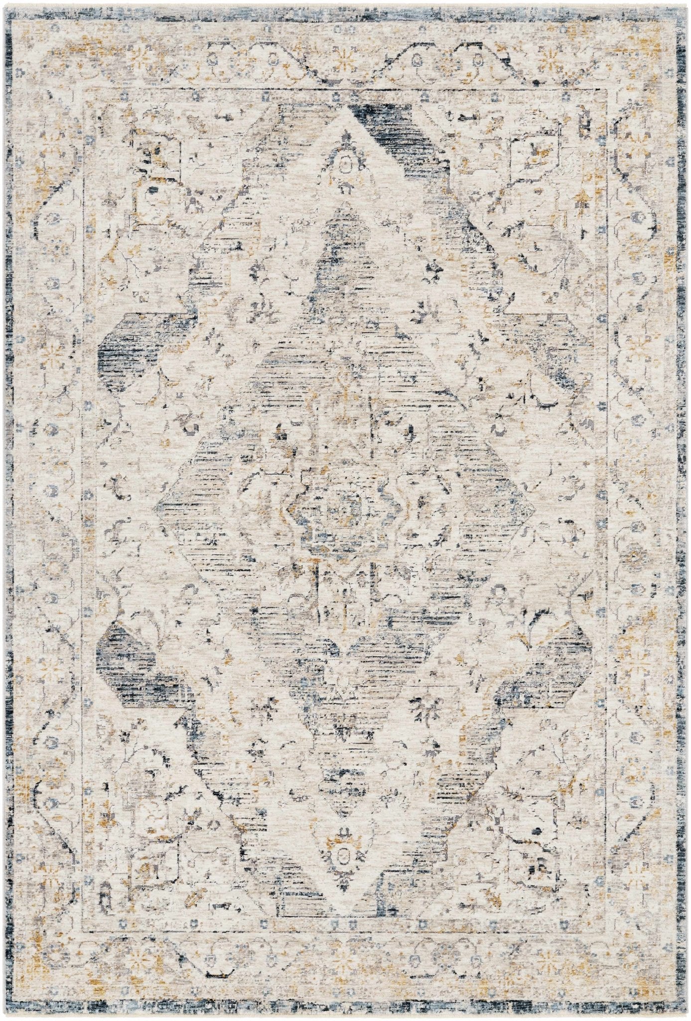 Traditional Medallion Design Beige and Gray Rug - Image 17