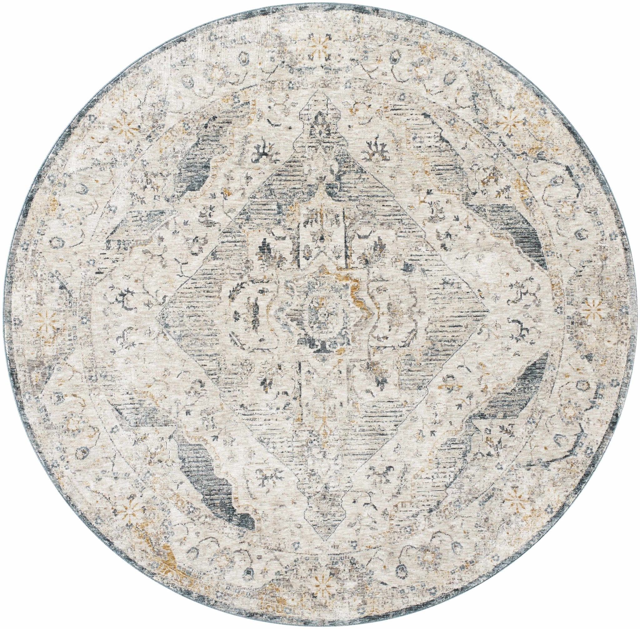 Traditional Medallion Design Beige and Gray Rug - Image 18