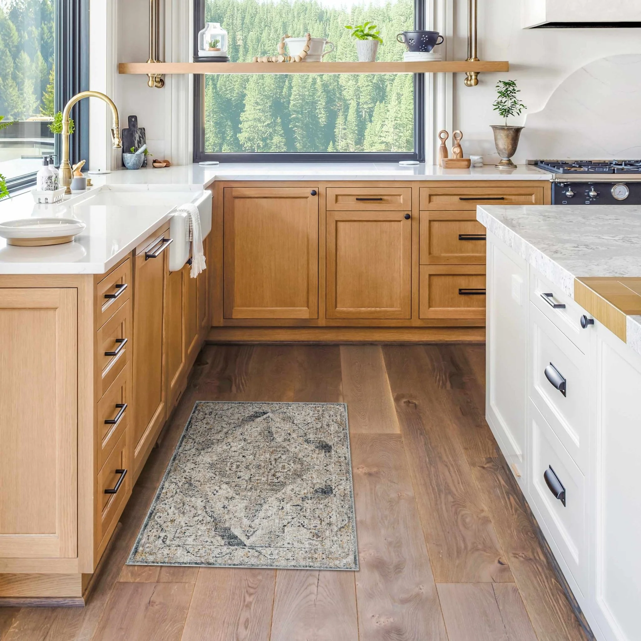 Traditional Medallion Design Beige and Gray Rug - Image 2