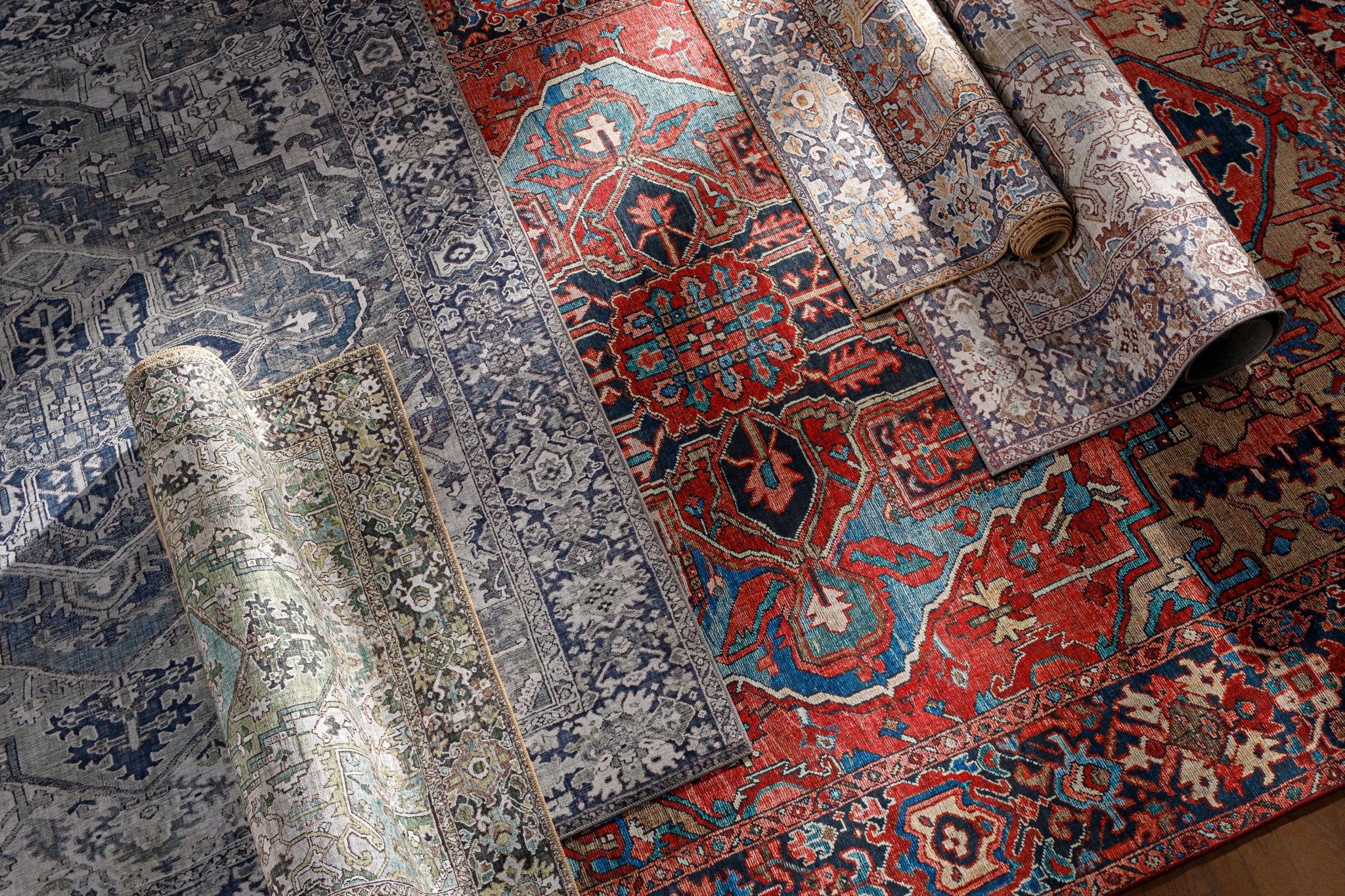 Estevan Transitional Colorful Blue And Beige Area Rug - Image 10
