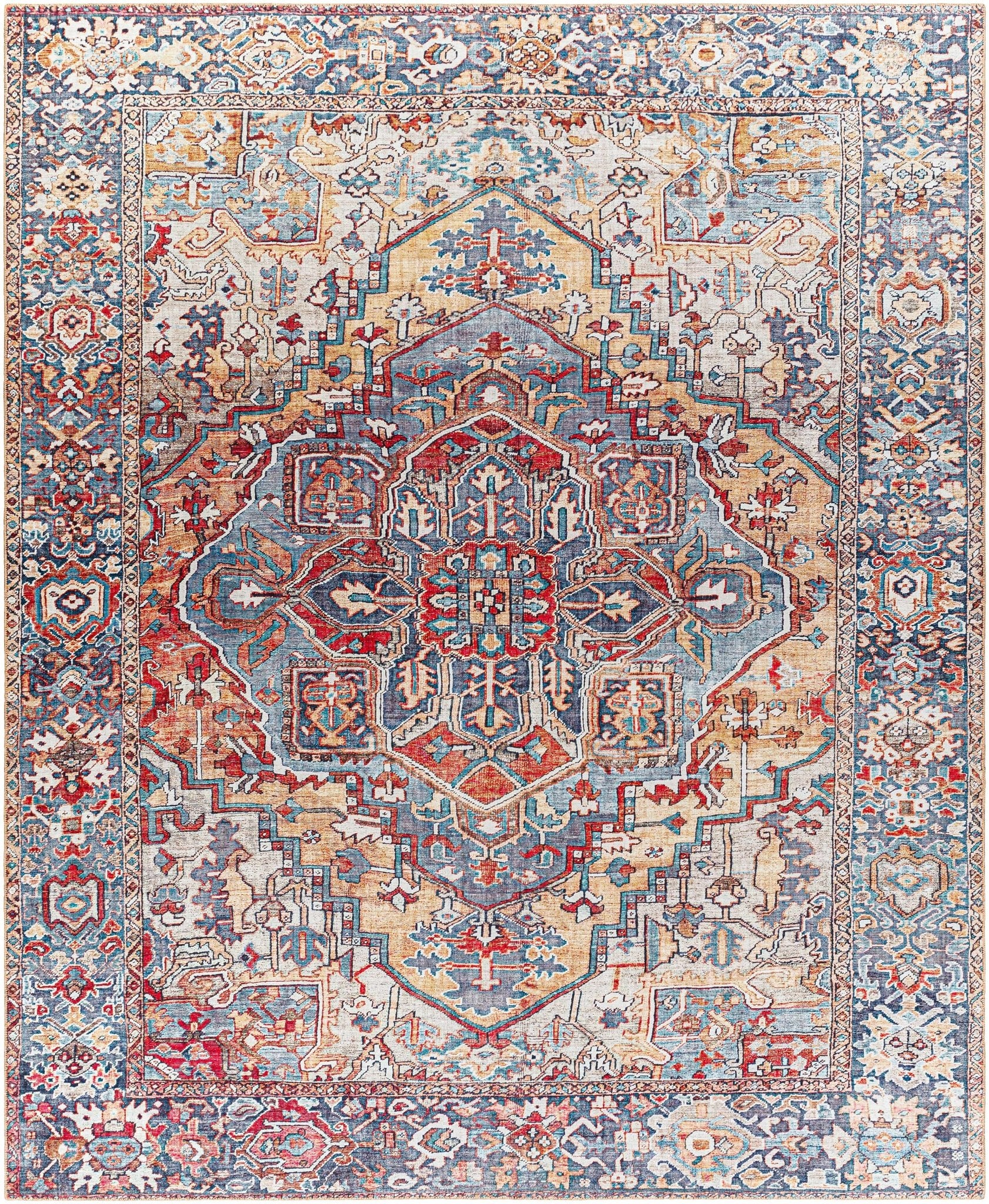 Estevan Transitional Colorful Blue And Beige Area Rug - Image 2