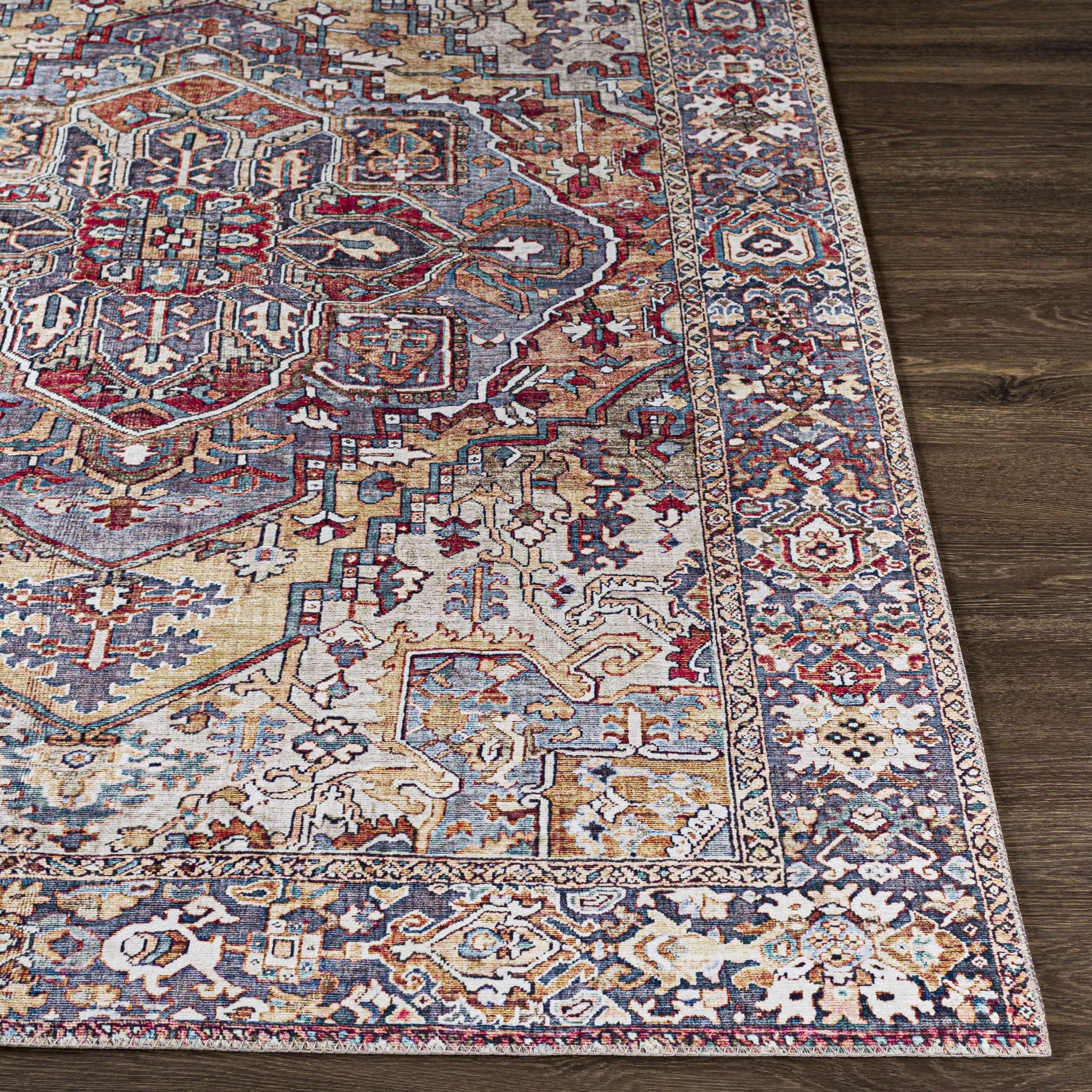 Estevan Transitional Colorful Blue And Beige Area Rug - Image 4