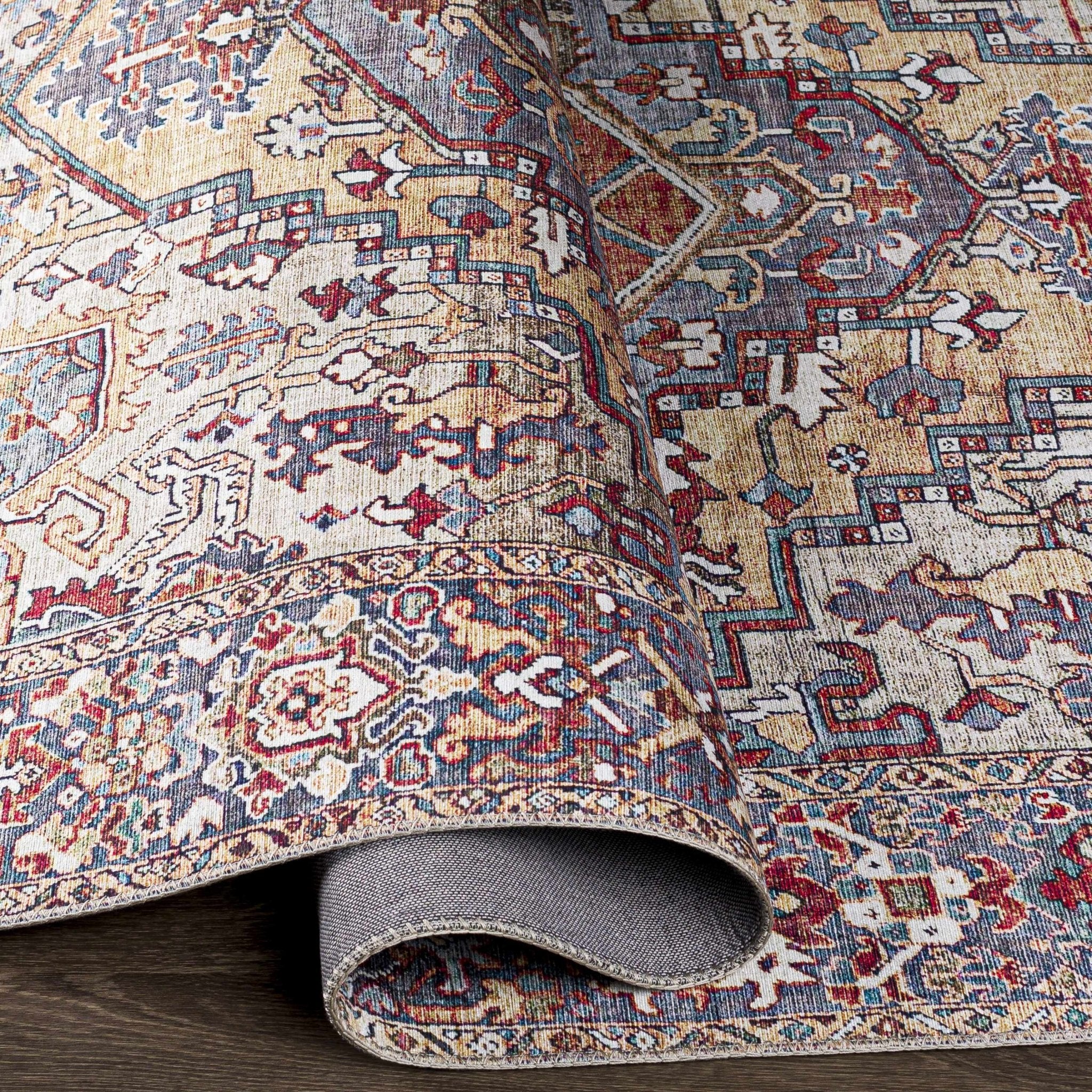 Estevan Transitional Colorful Blue And Beige Area Rug - Image 5