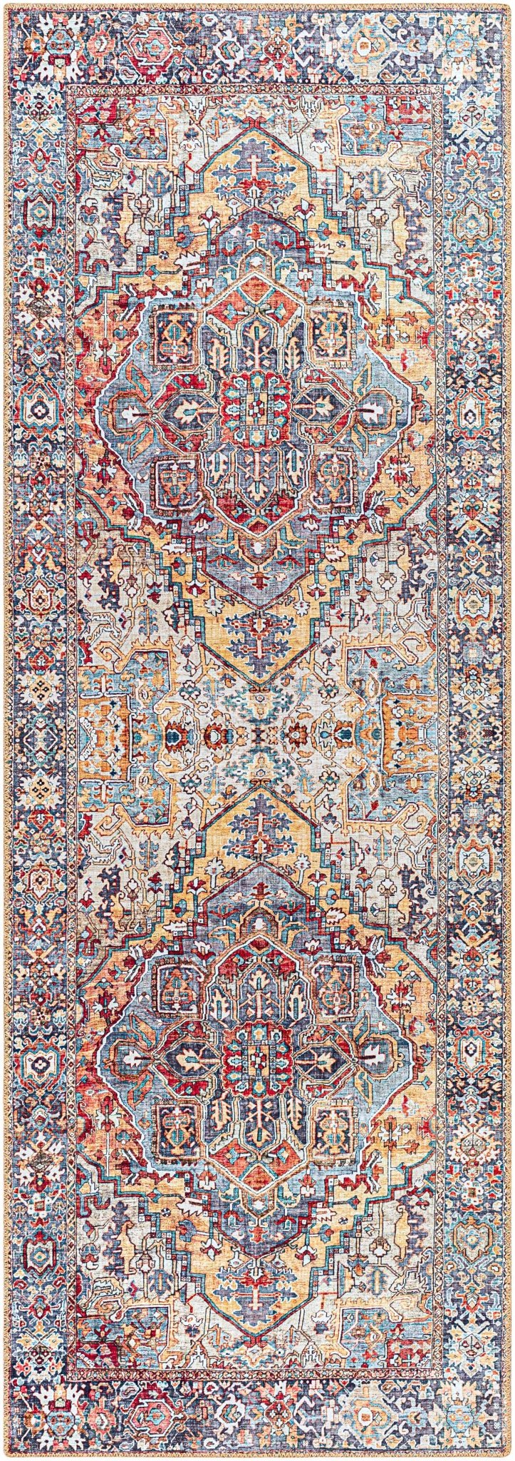 Estevan Transitional Colorful Blue And Beige Area Rug - Image 7
