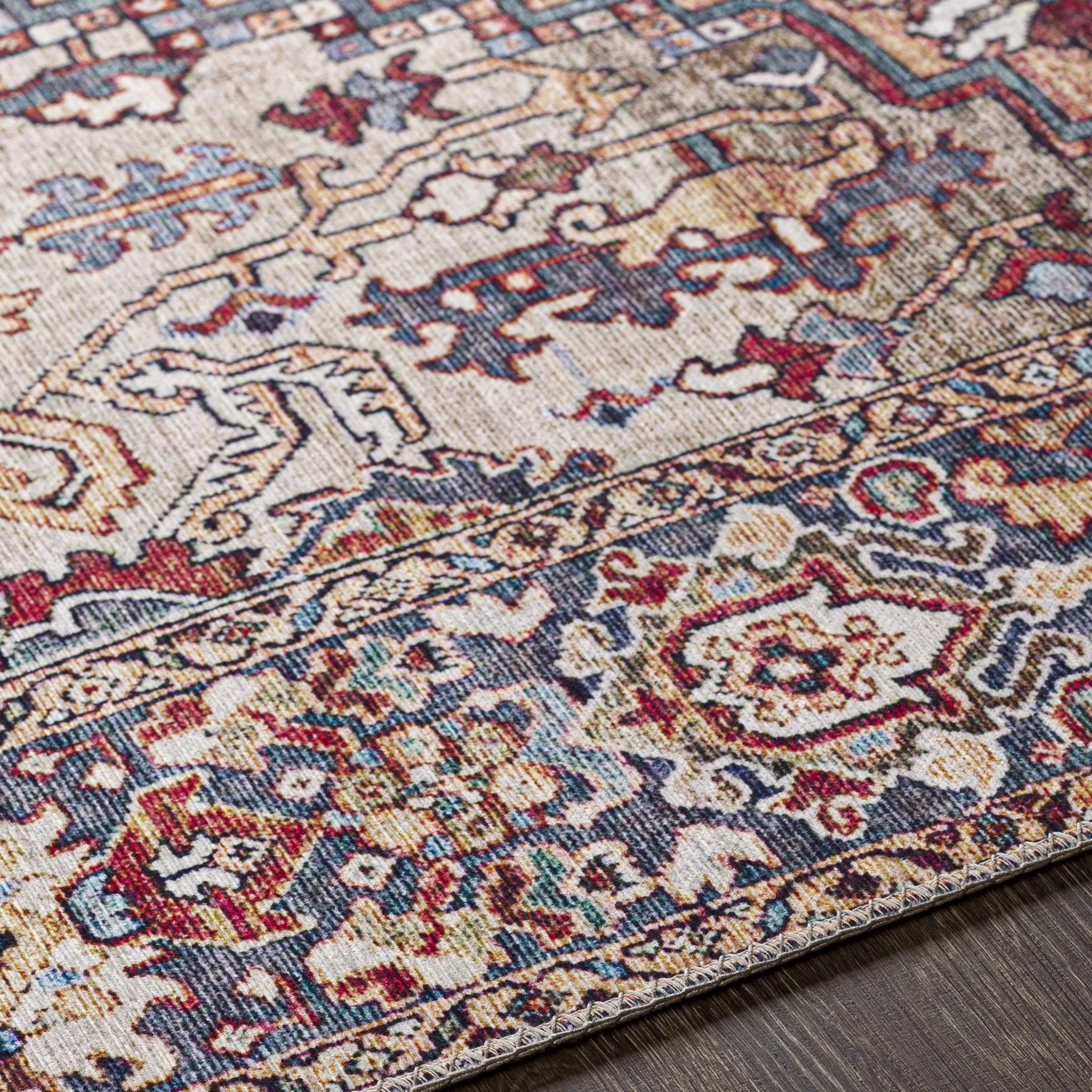 Estevan Transitional Colorful Blue And Beige Area Rug - Image 8