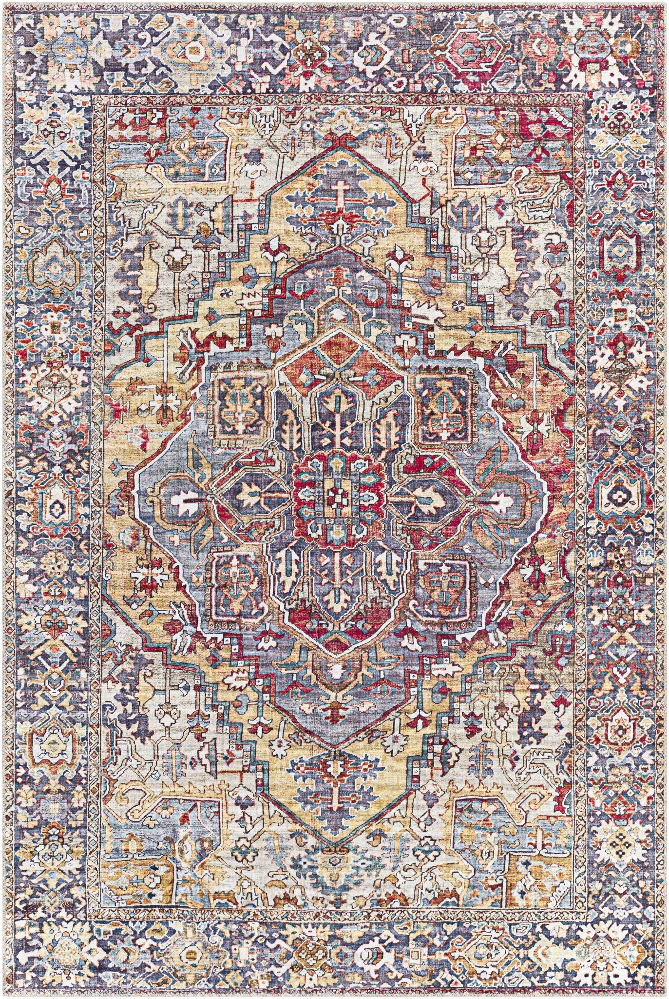Estevan Transitional Colorful Blue And Beige Area Rug - Image 9
