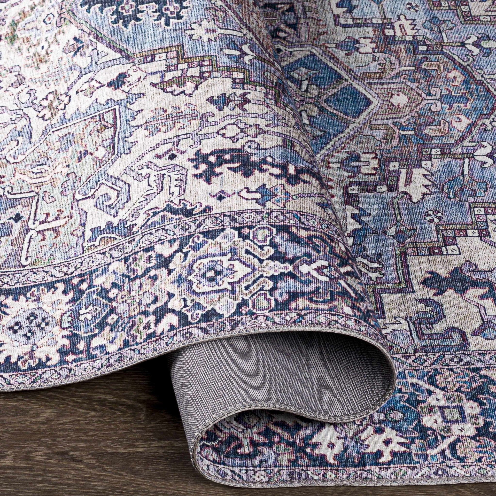 Traditional Style Blue medallion design Area Rug - Image 5