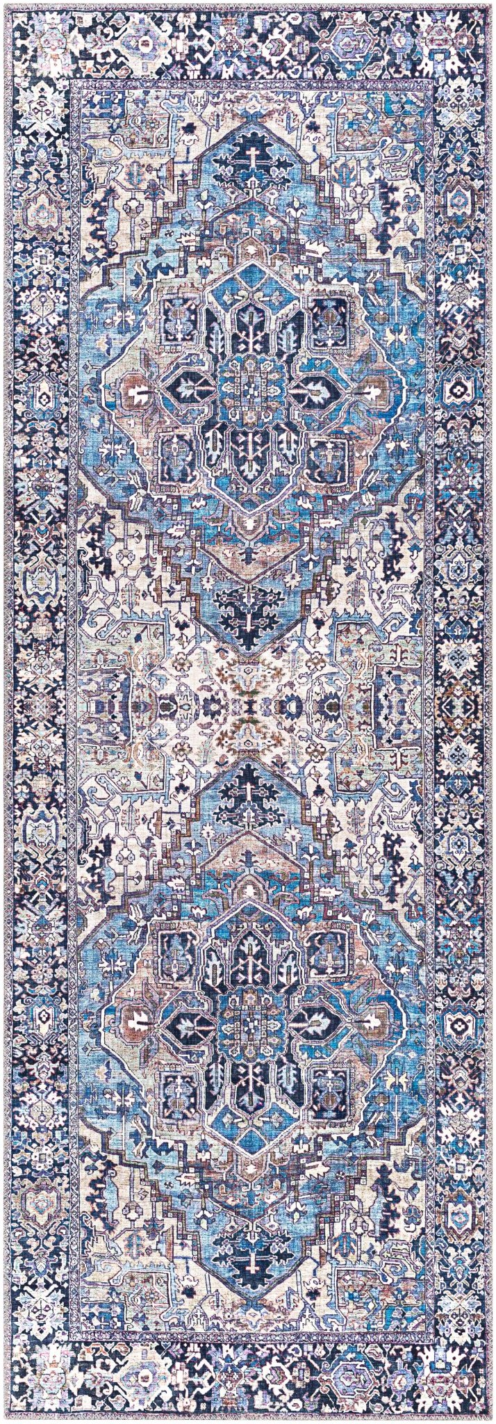Traditional Style Blue medallion design Area Rug - Image 7