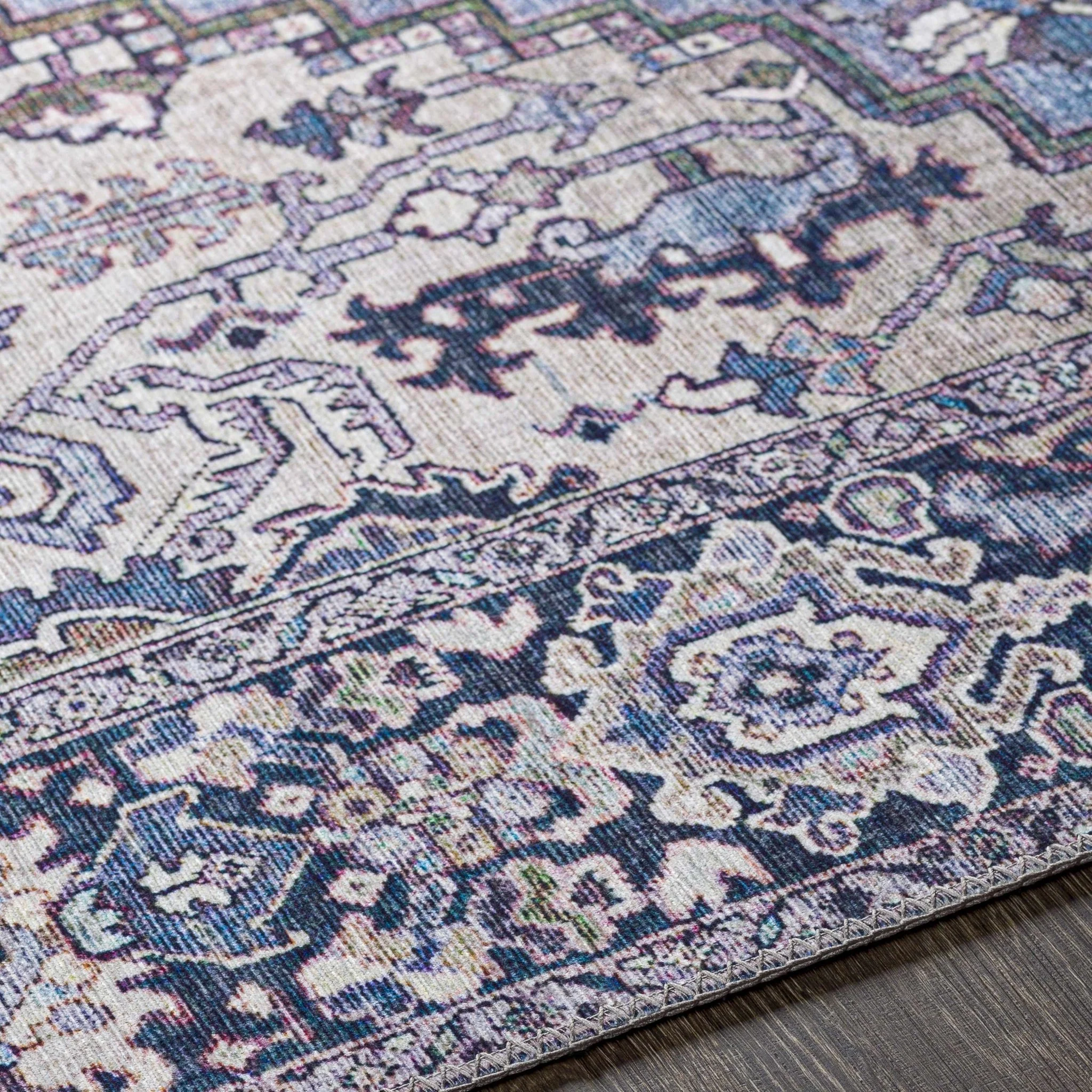 Traditional Style Blue medallion design Area Rug - Image 8