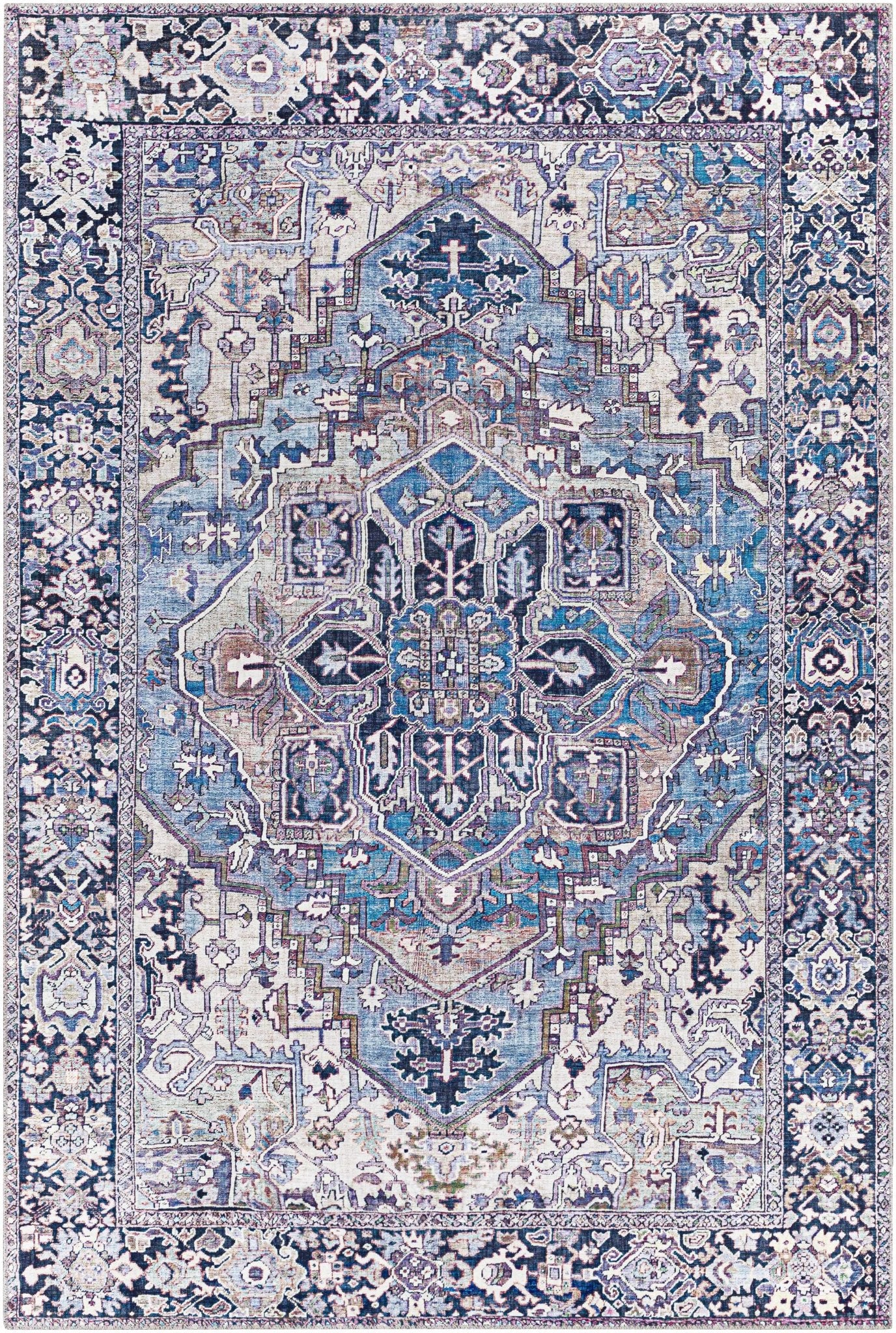 Traditional Style Blue medallion design Area Rug - Image 9