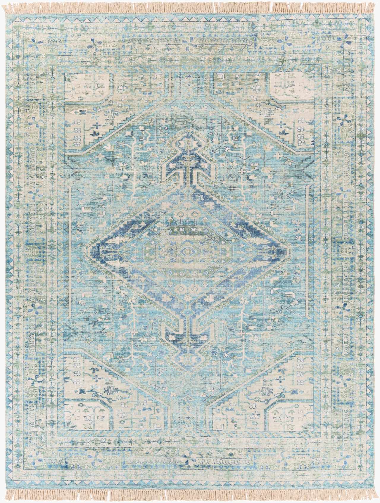 Traditional Style Blue Handmade Cotton-blend Aqua Rug - Image 2