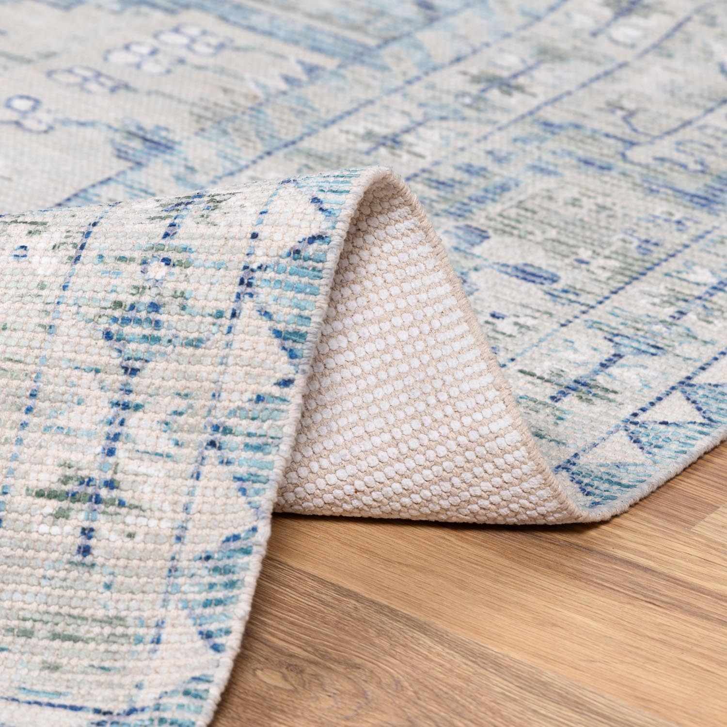 Traditional Style Blue Handmade Cotton-blend Aqua Rug - Image 4