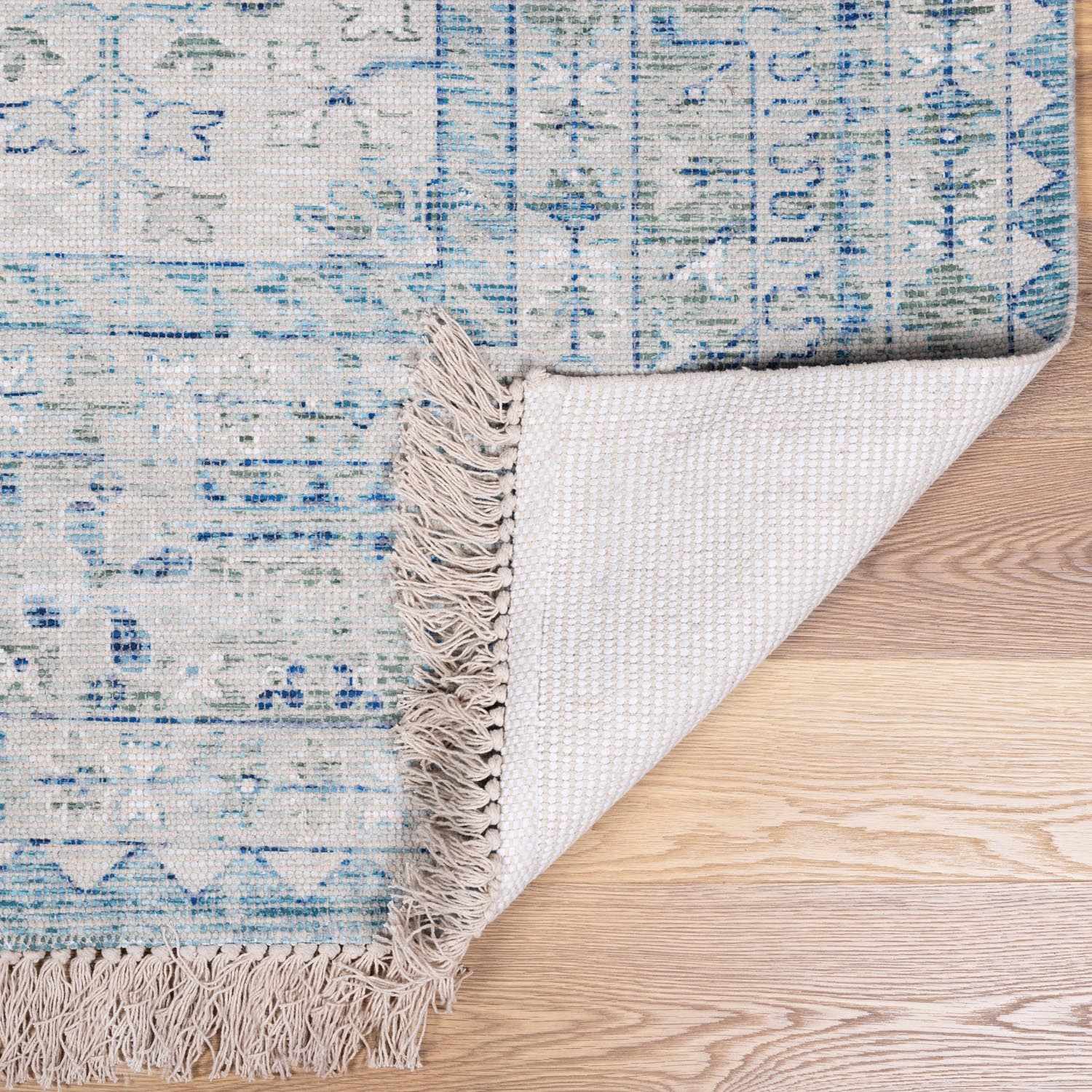Traditional Style Blue Handmade Cotton-blend Aqua Rug - Image 5