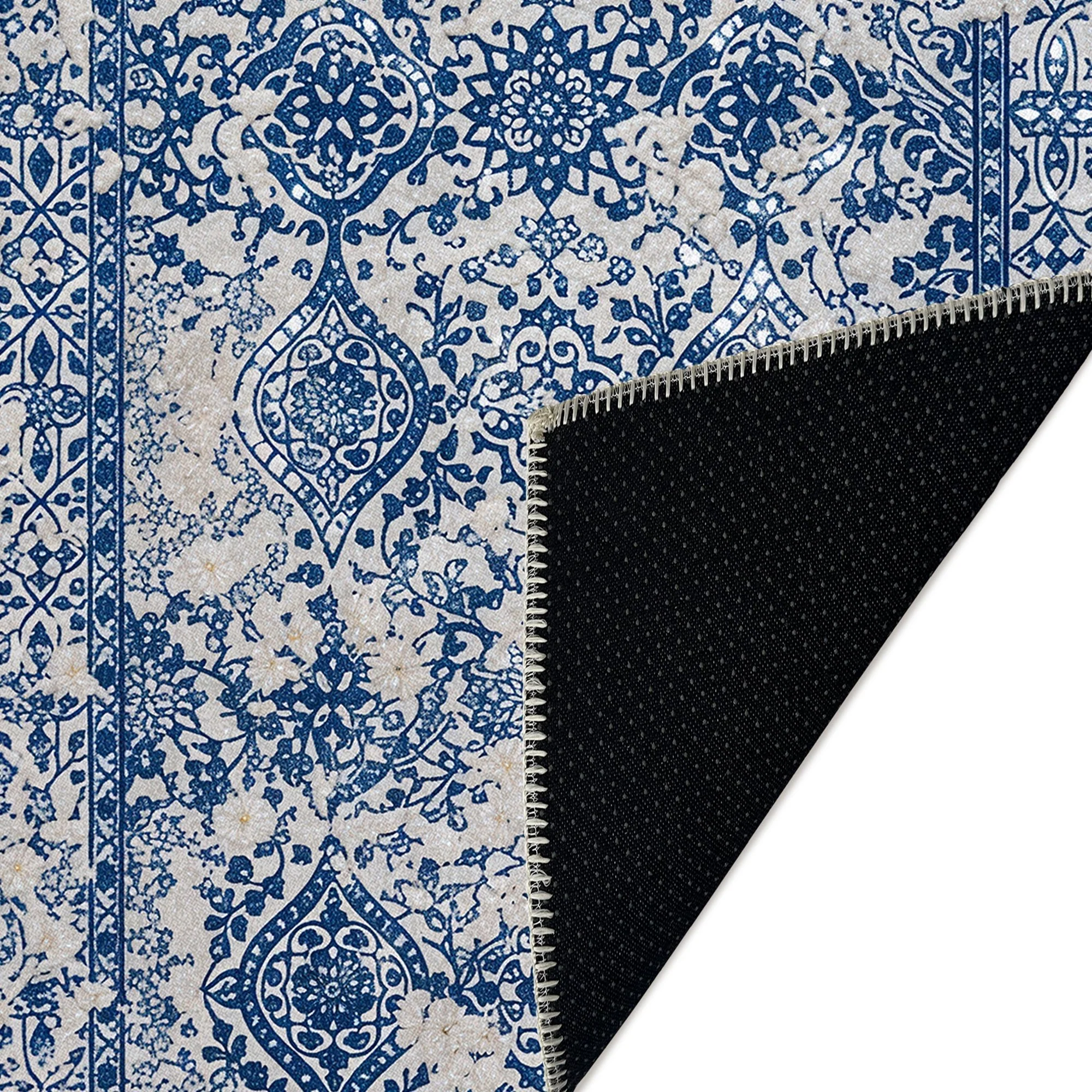 Transitional Style Blue Machine Washable Cotton Area Rug - Image 7
