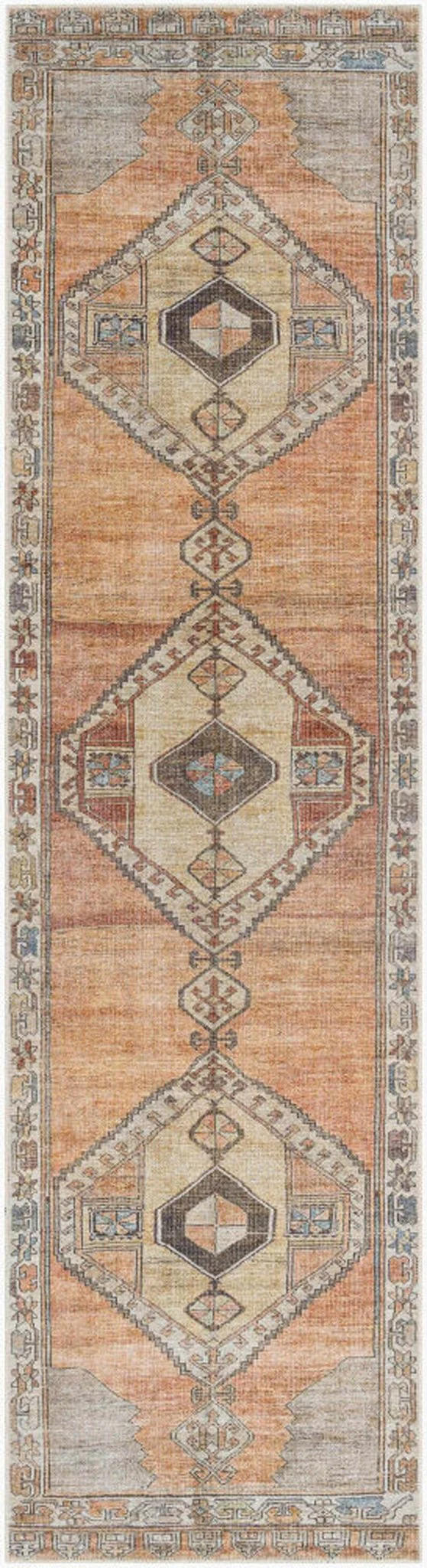 Traditional Style Brown Washable Runner Rug - Image 2