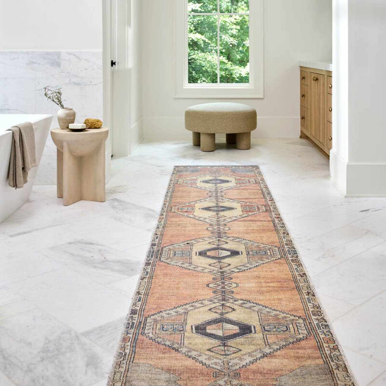 Traditional Style Brown Washable Runner Rug - Image 3