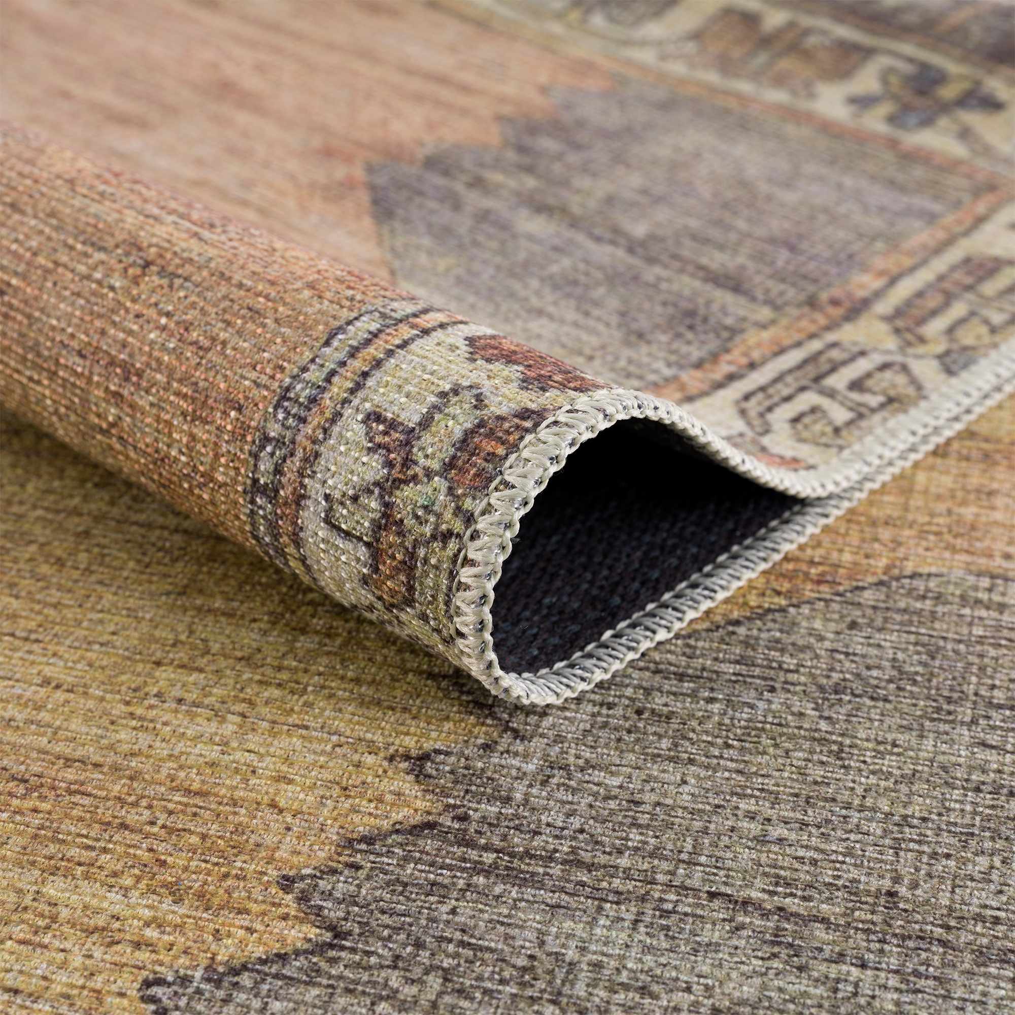 Traditional Style Brown Washable Runner Rug - Image 6