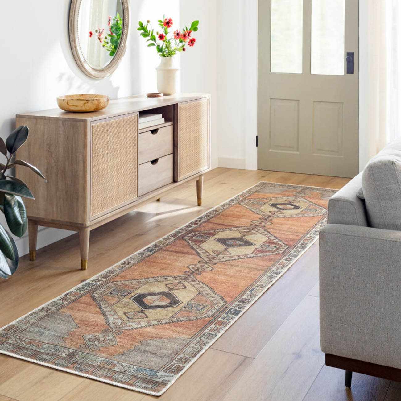 Traditional Style Brown Washable Runner Rug - Image 8