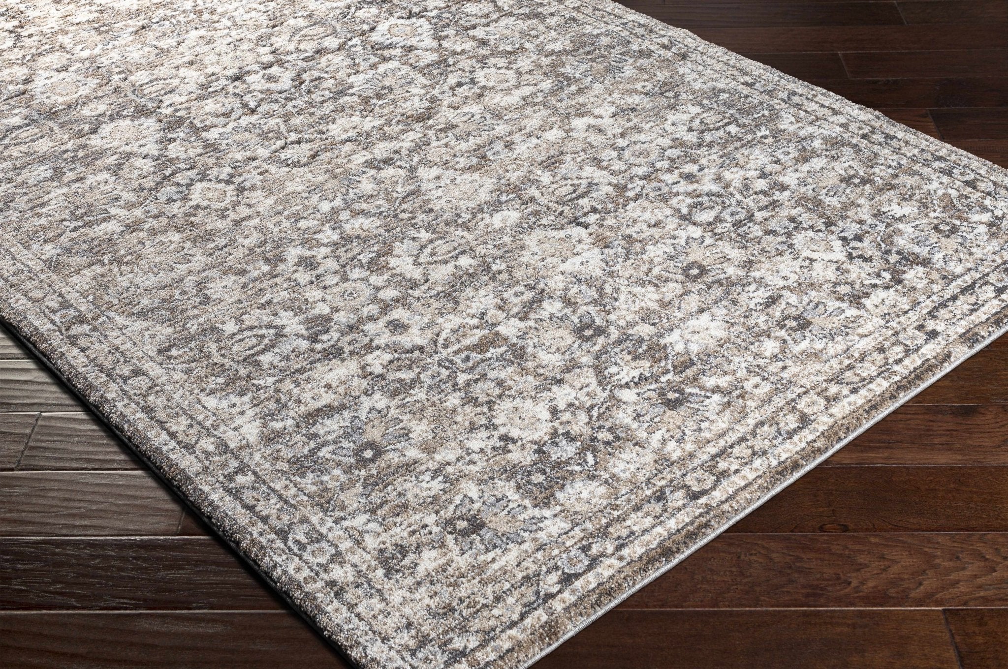 Traditional Style Charcoal And Beige Rug - Image 5