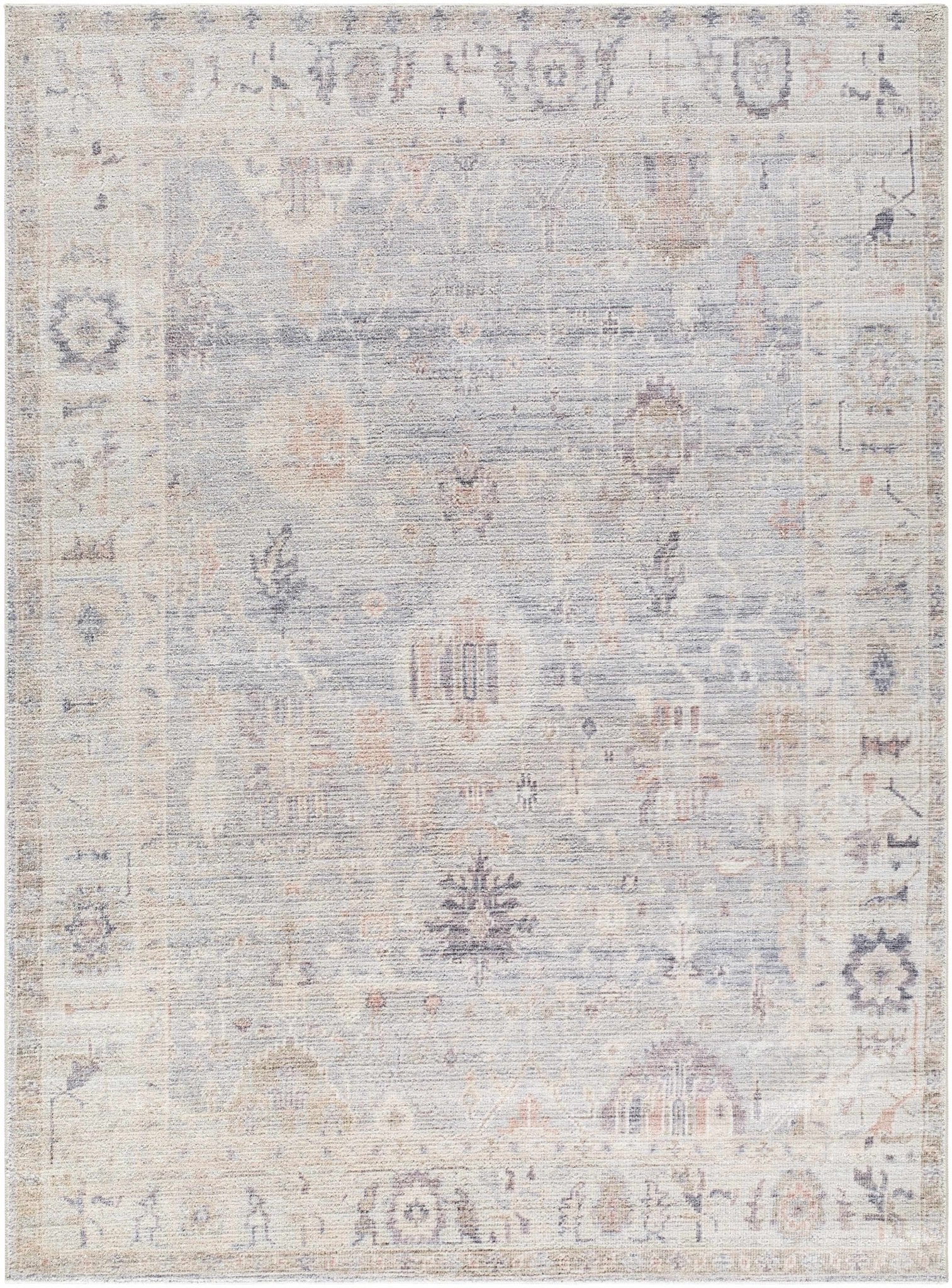 Traditional Style Cream & Blue Area Rug - Image 11