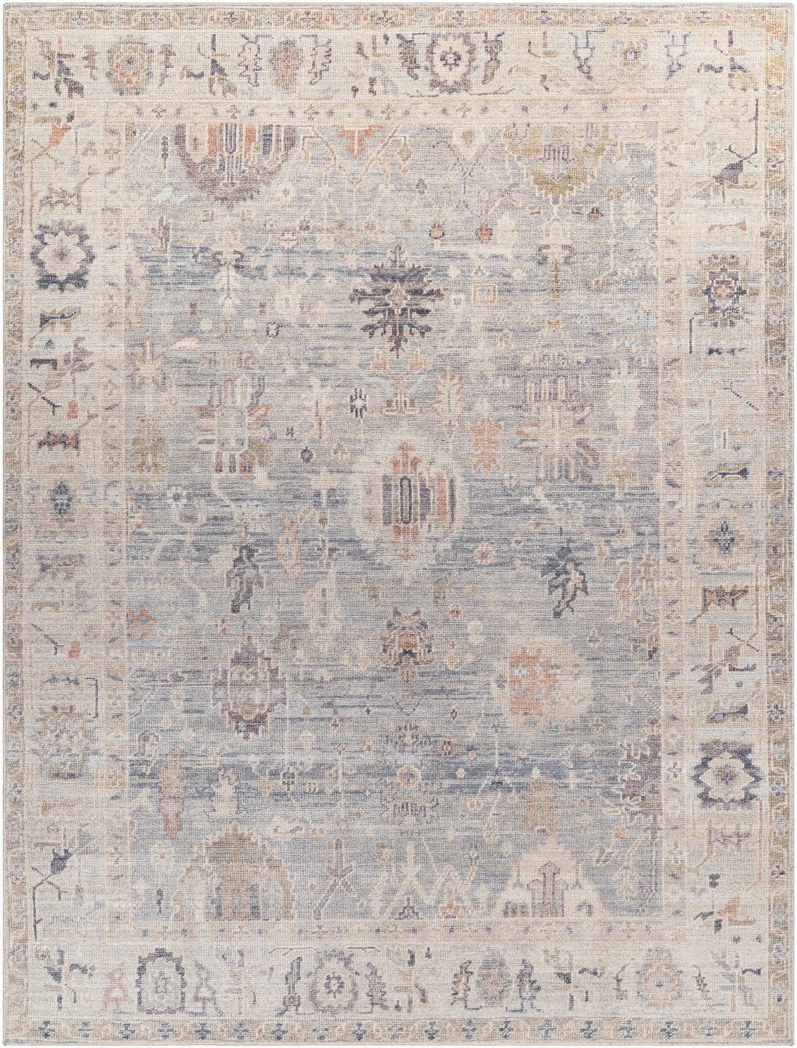 Traditional Style Cream & Blue Area Rug - Image 2