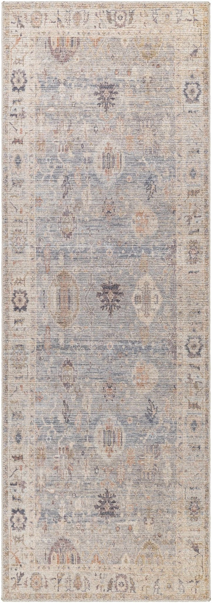 Traditional Style Cream & Blue Area Rug - Image 5