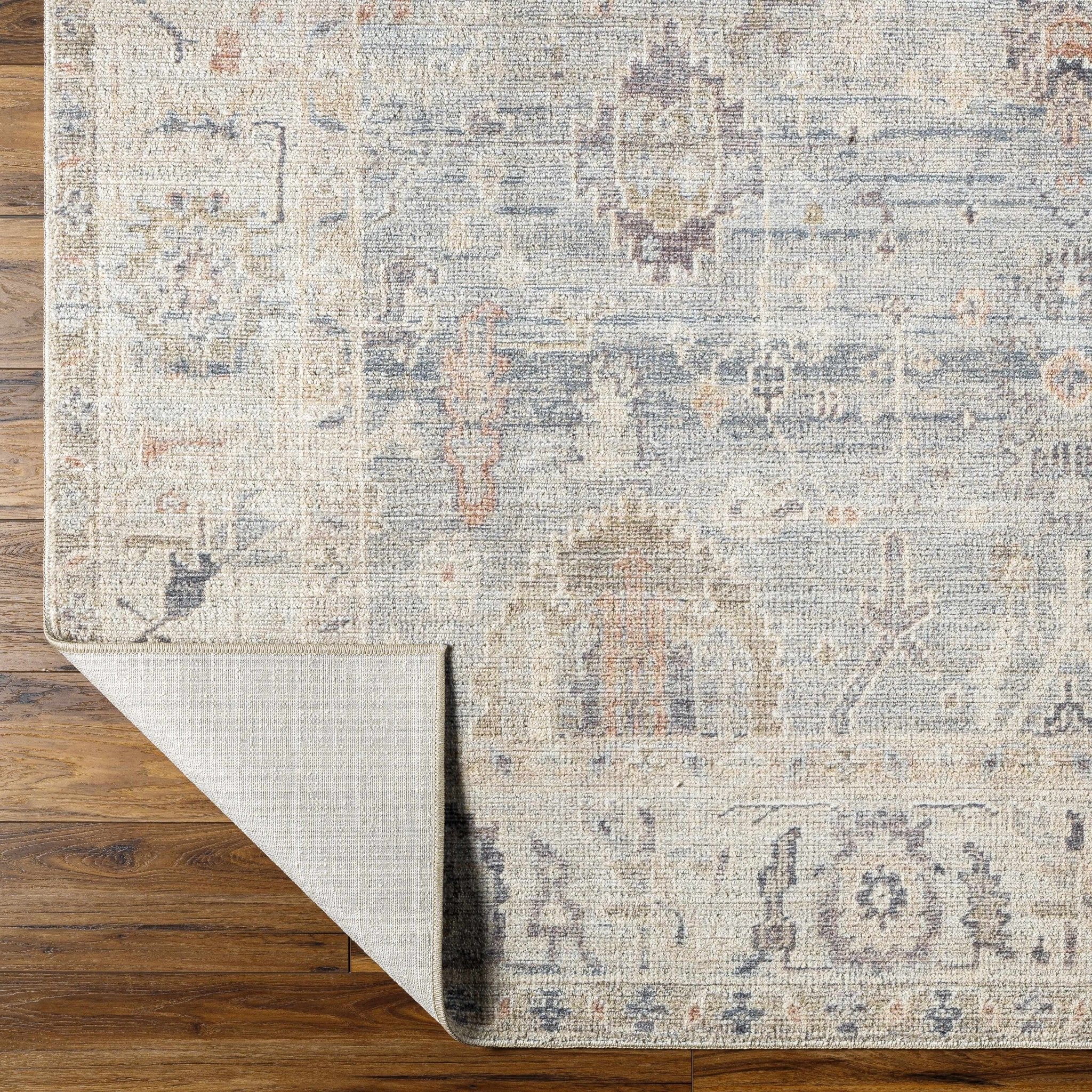 Traditional Style Cream & Blue Area Rug - Image 7