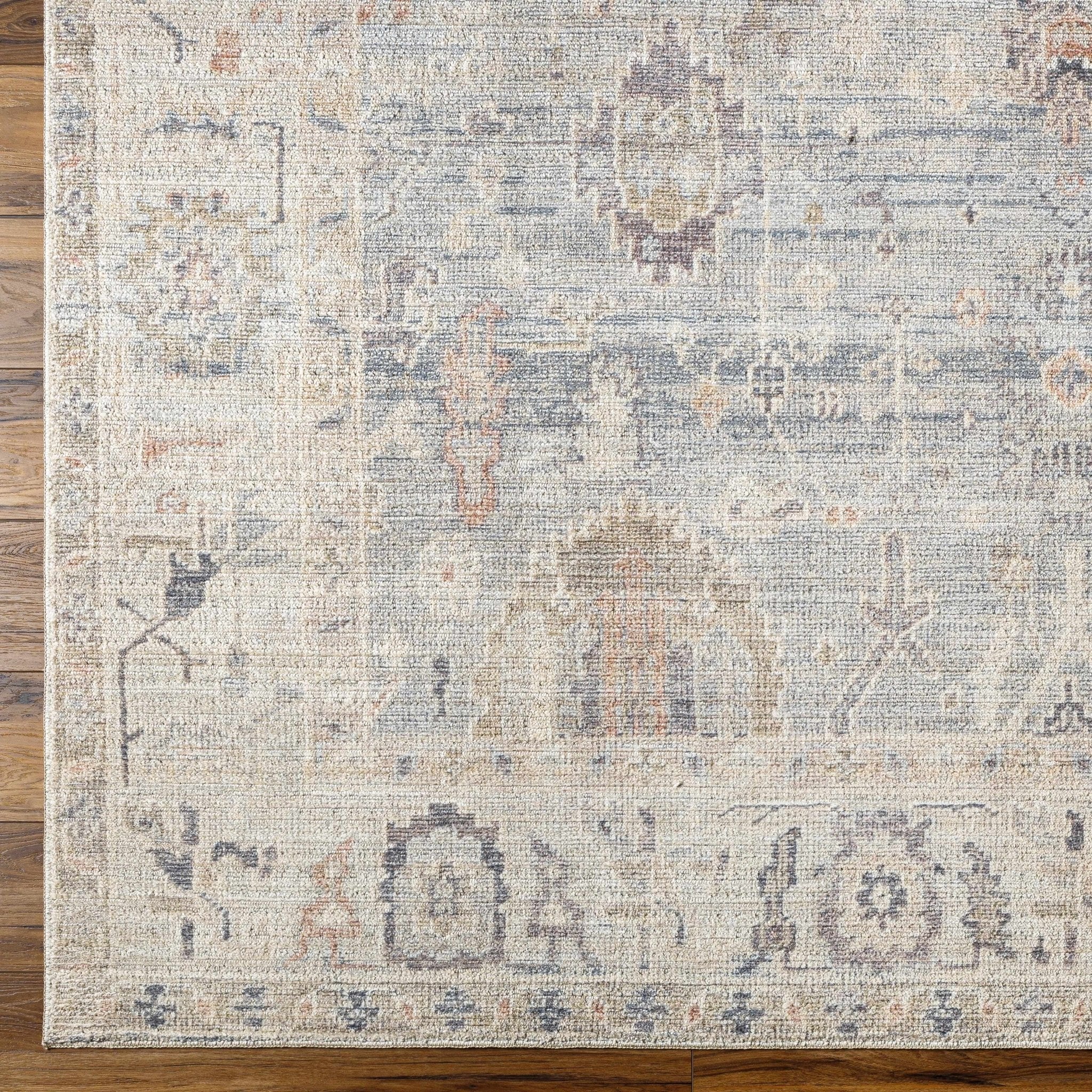 Traditional Style Cream & Blue Area Rug - Image 8