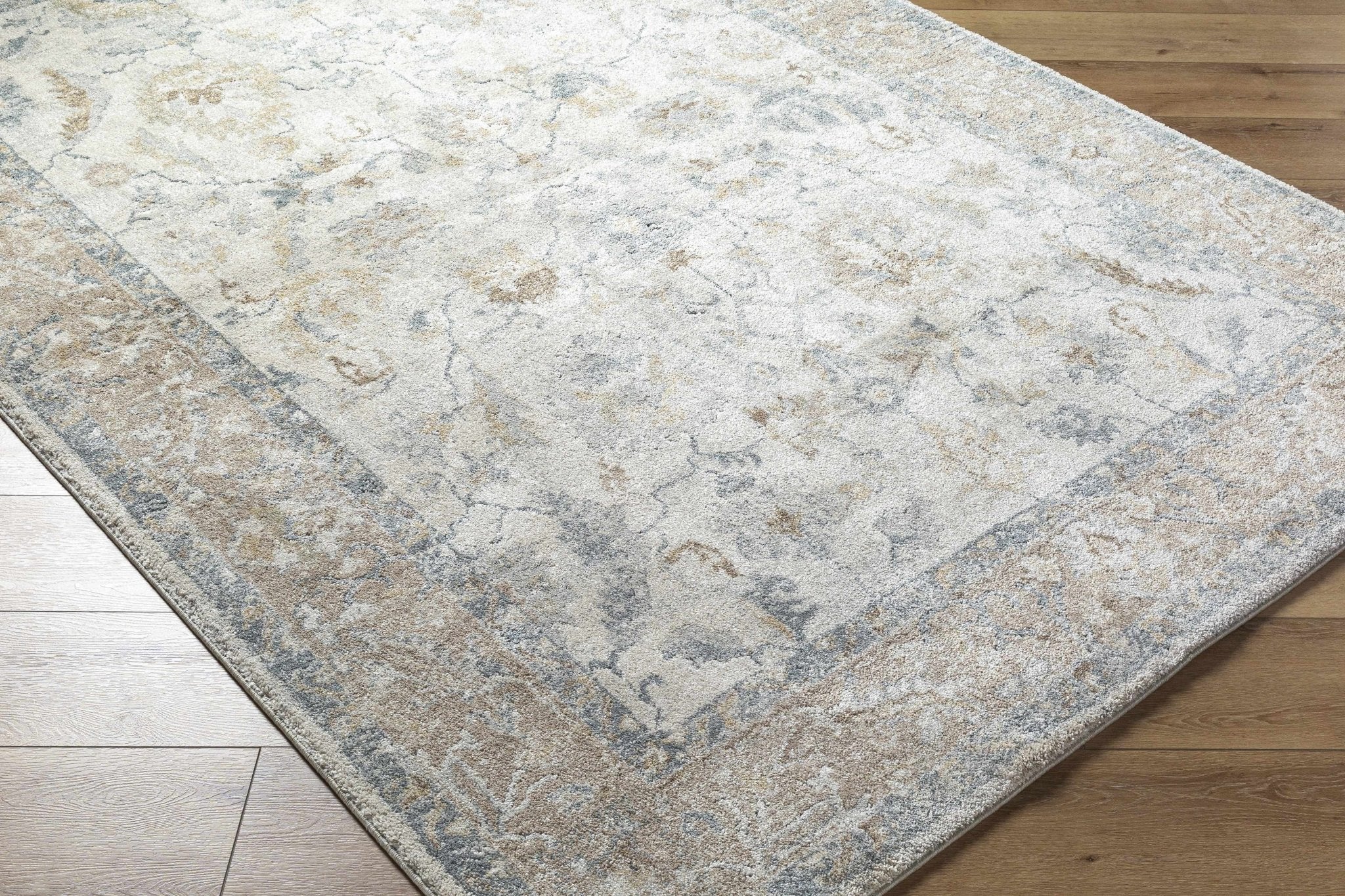 Traditional Style Gray And Beige Machine Woven Rug - Image 3