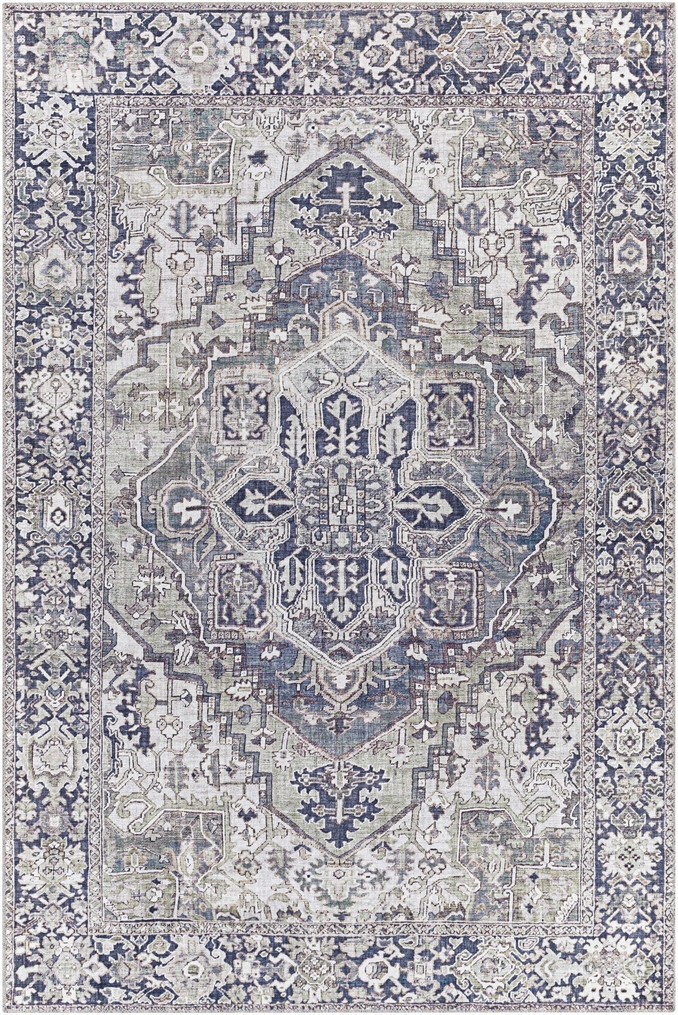Edmonston Traditional Serapi Design Charcoal Area Rug - Image 10