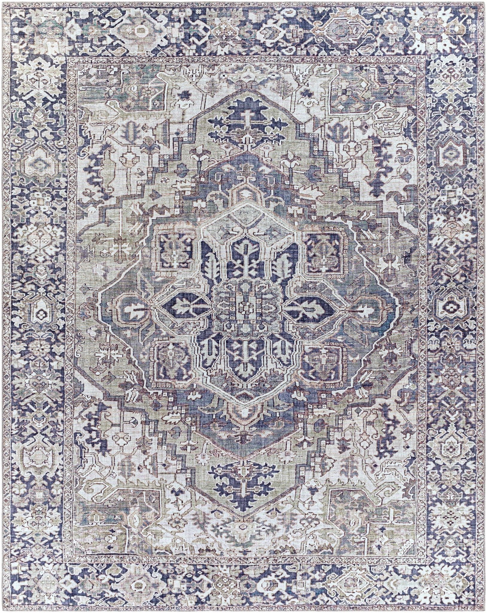 Edmonston Traditional Serapi Design Charcoal Area Rug - Image 2
