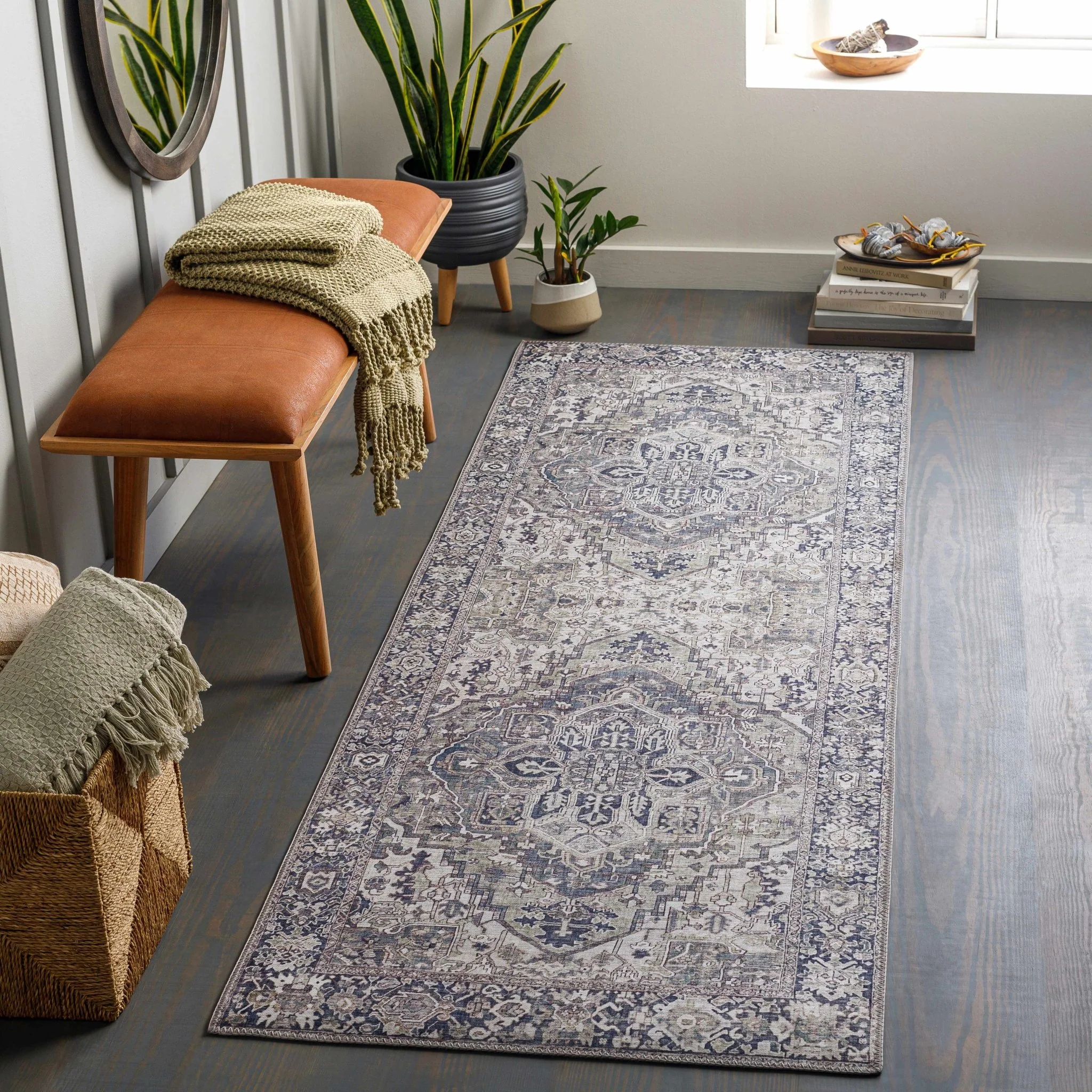 Edmonston Traditional Serapi Design Charcoal Area Rug - Image 4