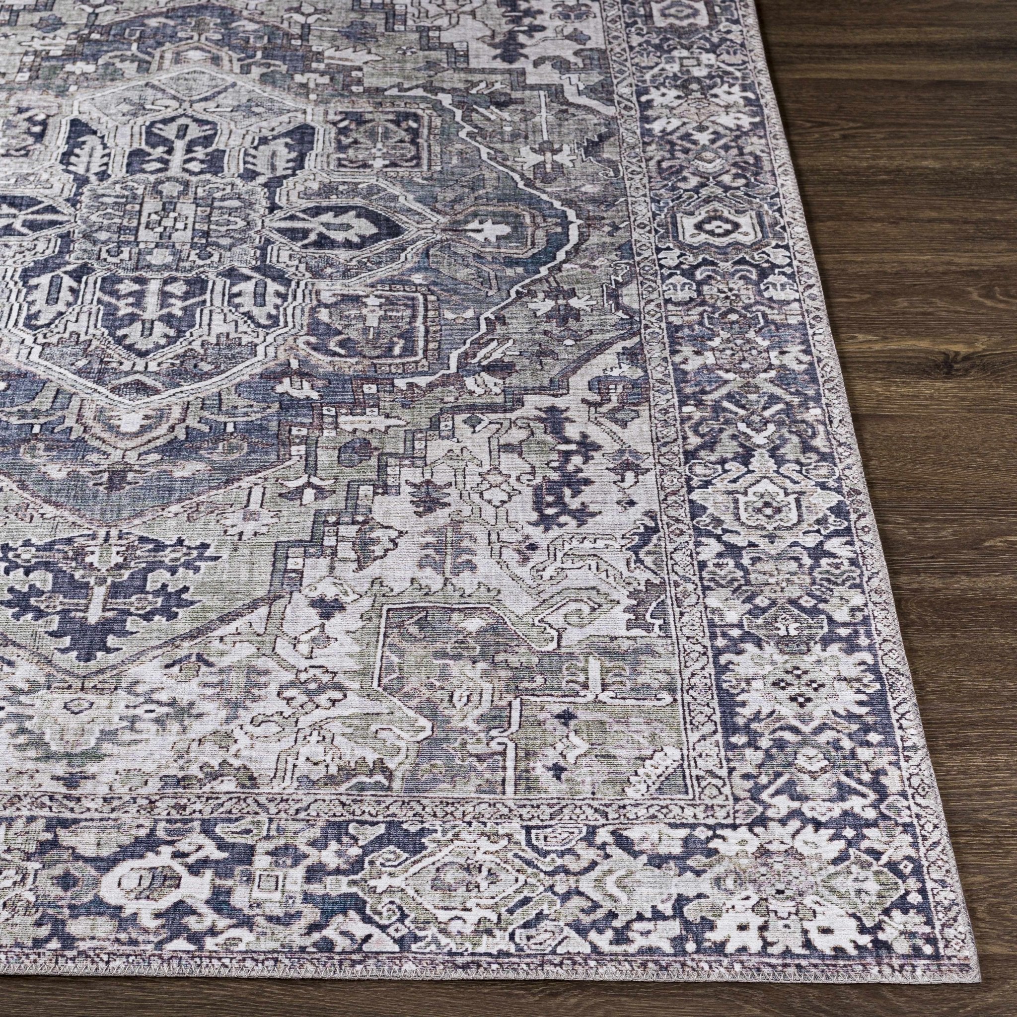 Edmonston Traditional Serapi Design Charcoal Area Rug - Image 5
