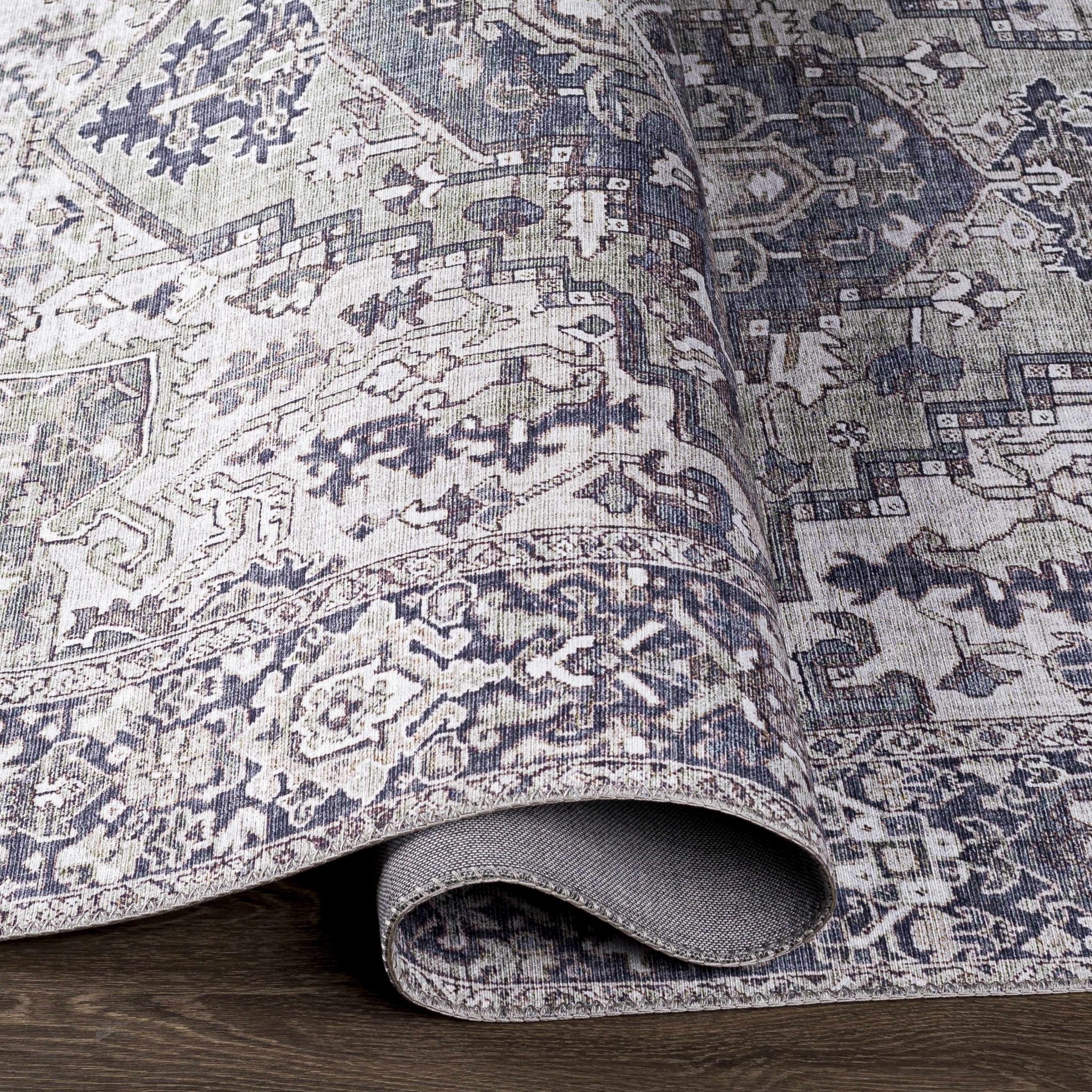 Edmonston Traditional Serapi Design Charcoal Area Rug - Image 6