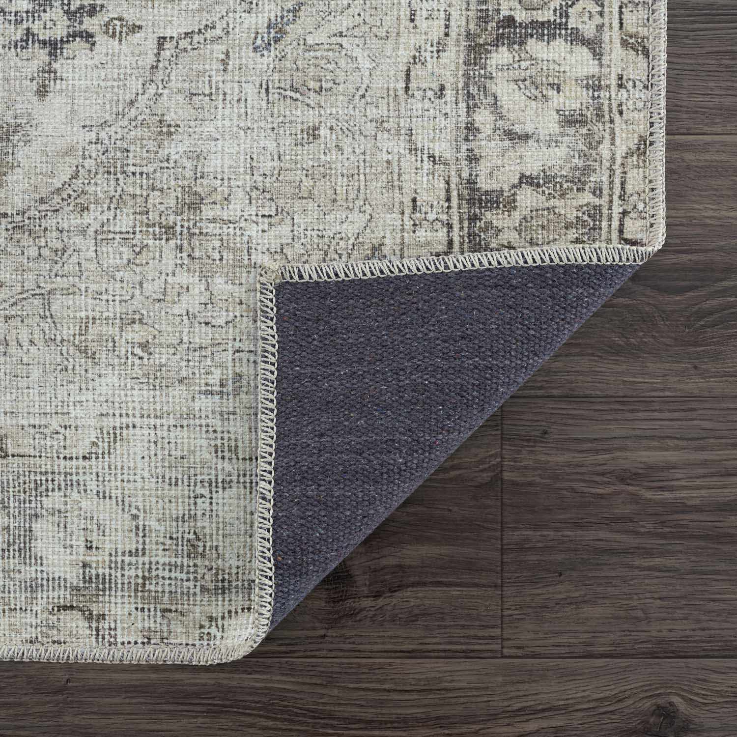 Transitional distressed Style Gray Washable Rug - Image 5