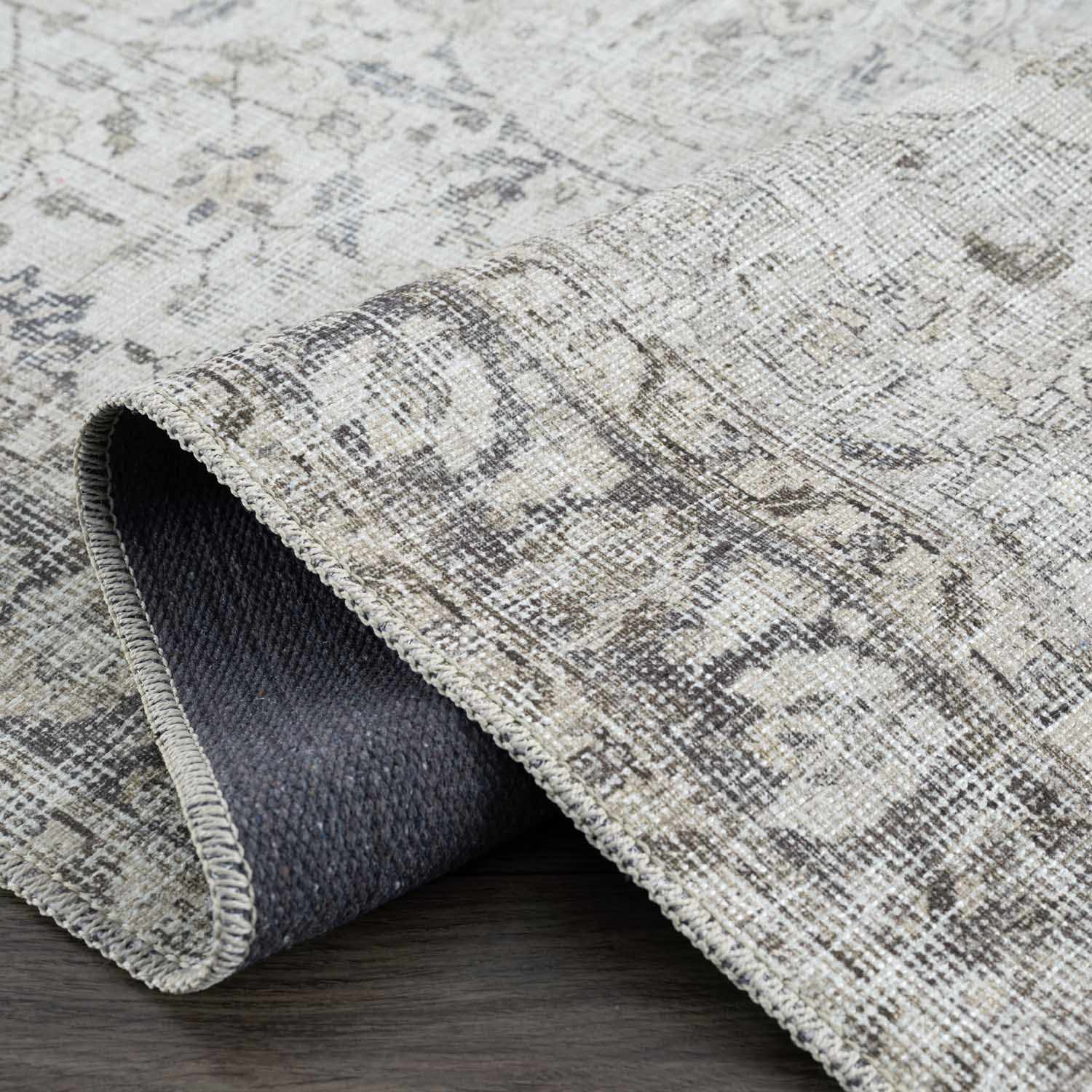 Transitional distressed Style Gray Washable Rug - Image 6