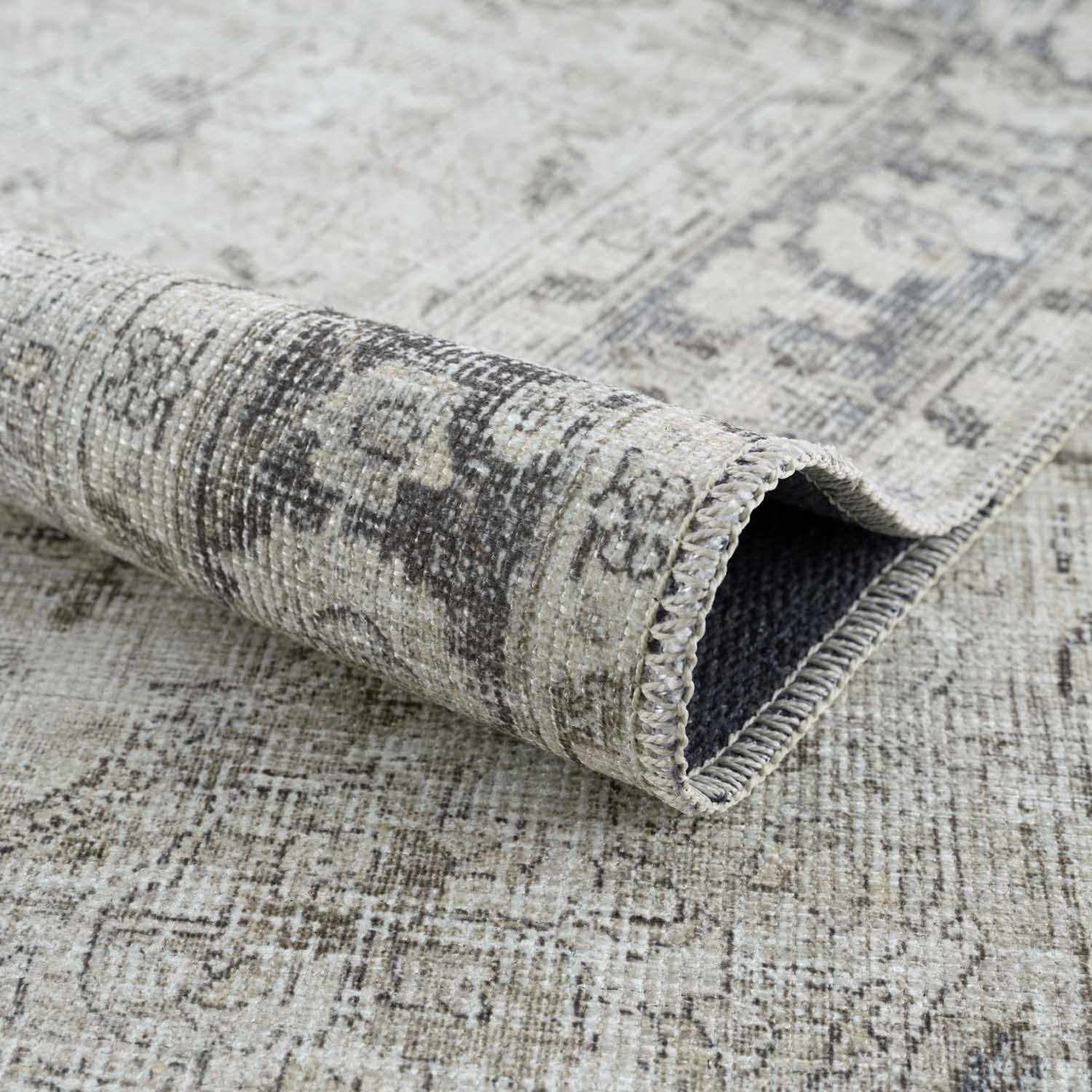 Transitional distressed Style Gray Washable Rug - Image 7