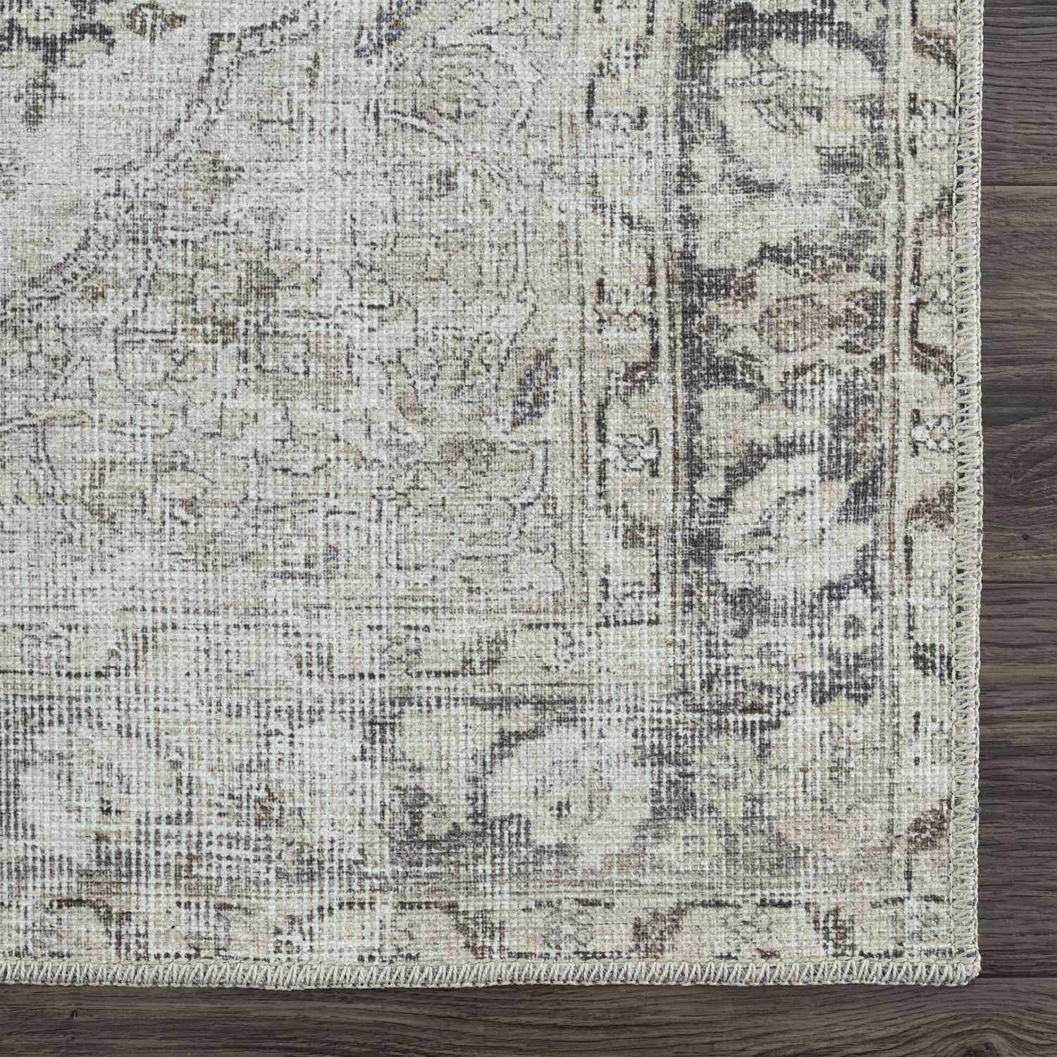 Transitional distressed Style Gray Washable Rug - Image 8