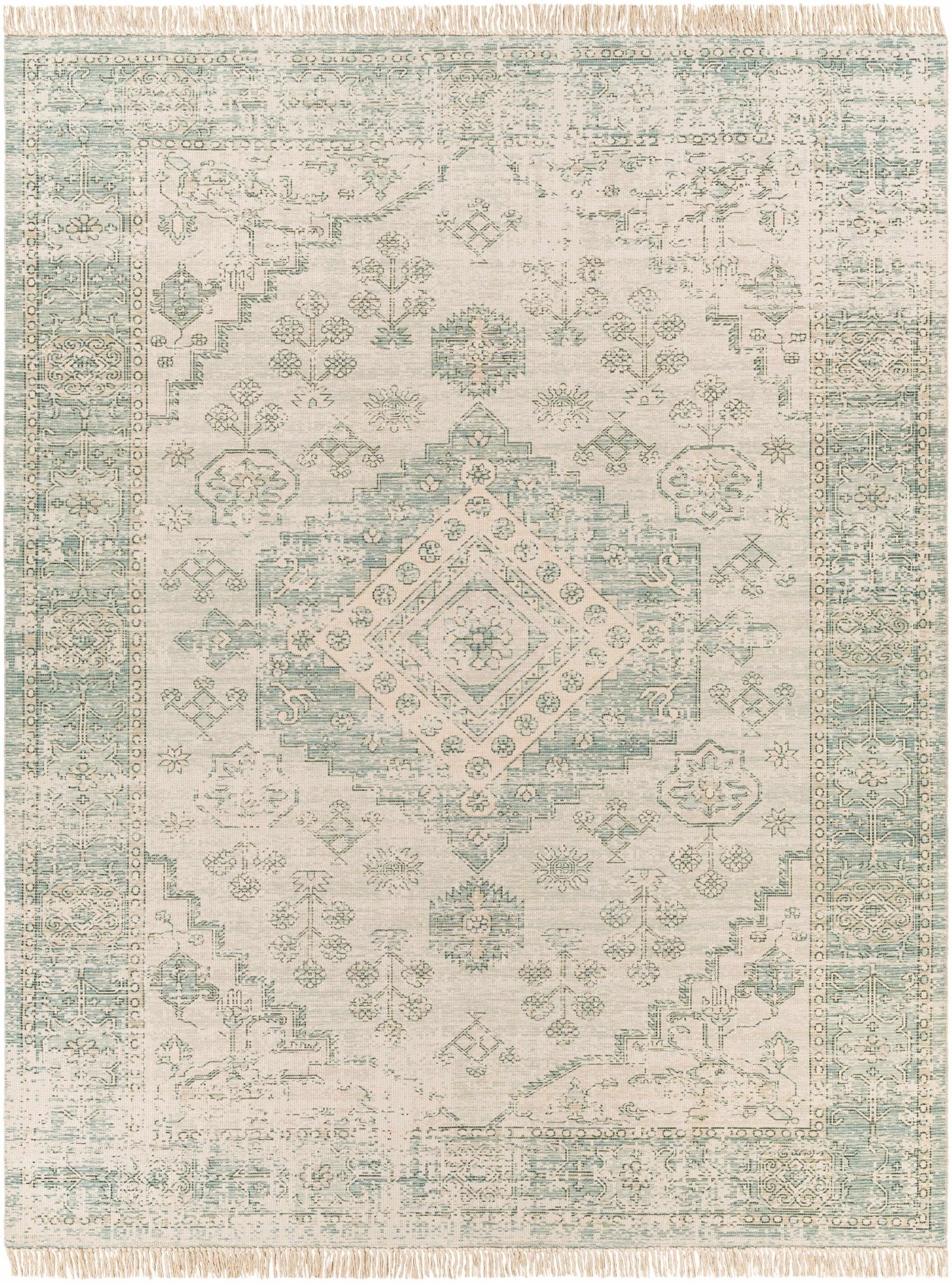 Traditional Style Green Handmade Cotton-blend Rug - Image 11