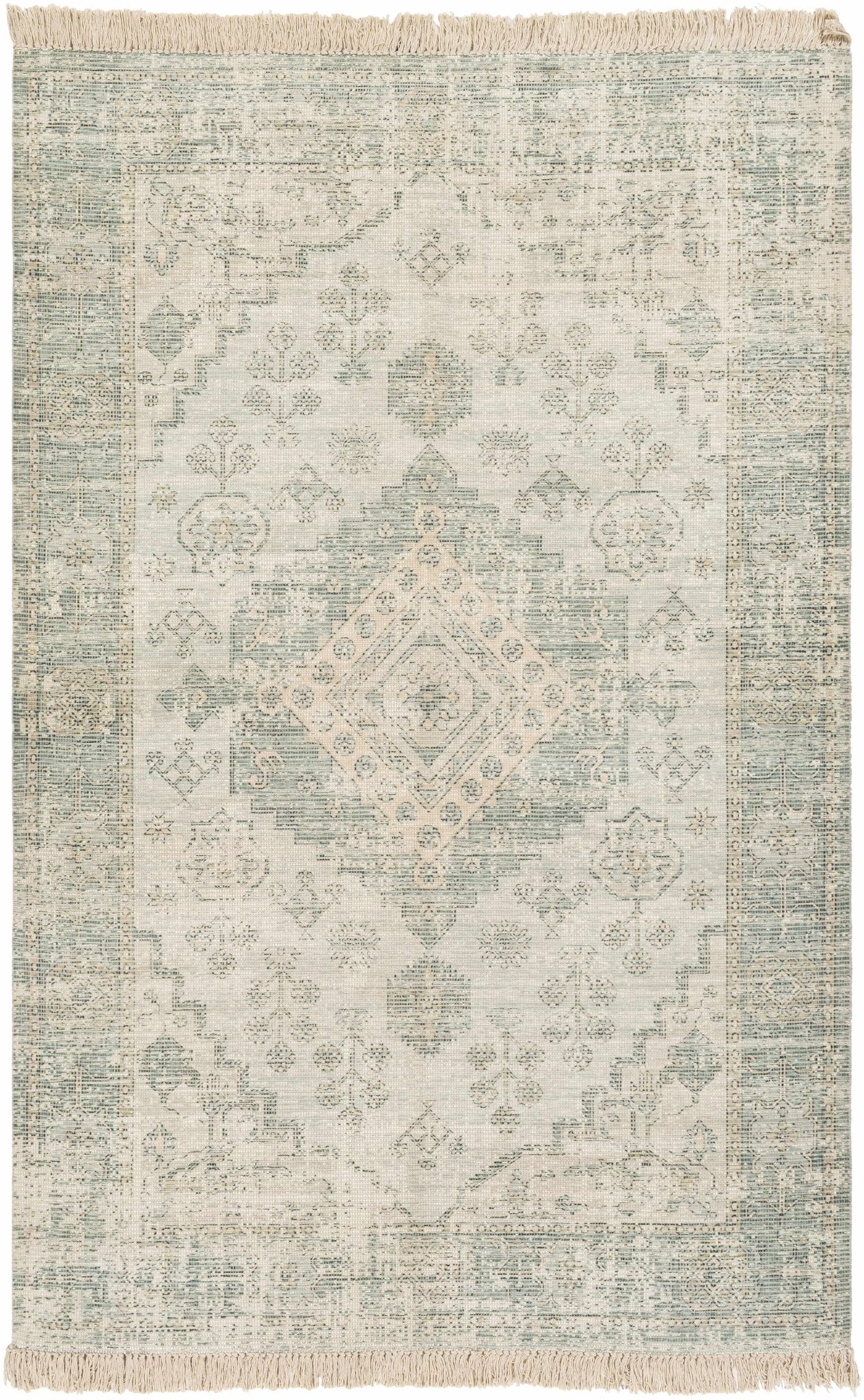 Traditional Style Green Handmade Cotton-blend Rug - Image 2