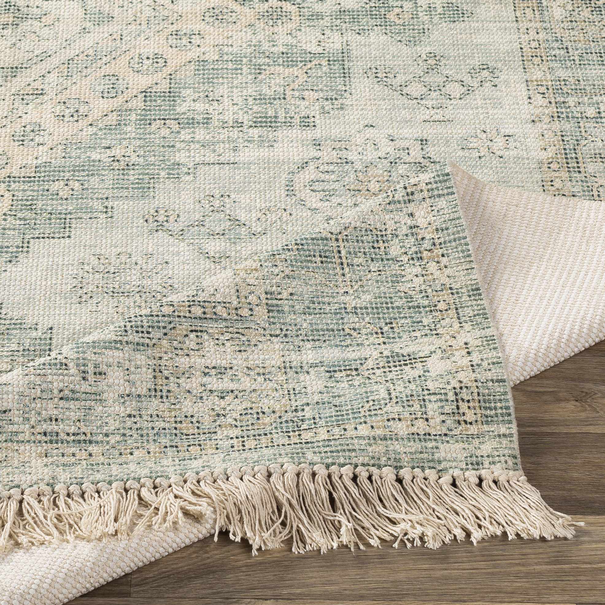 Traditional Style Green Handmade Cotton-blend Rug - Image 7