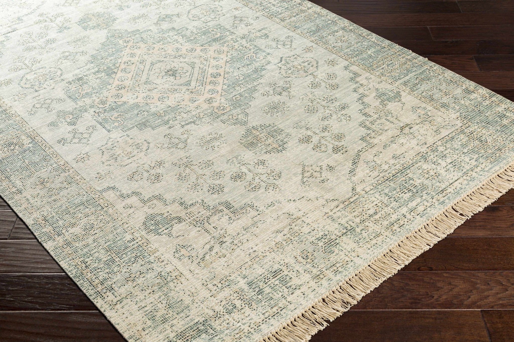 Traditional Style Green Handmade Cotton-blend Rug - Image 8