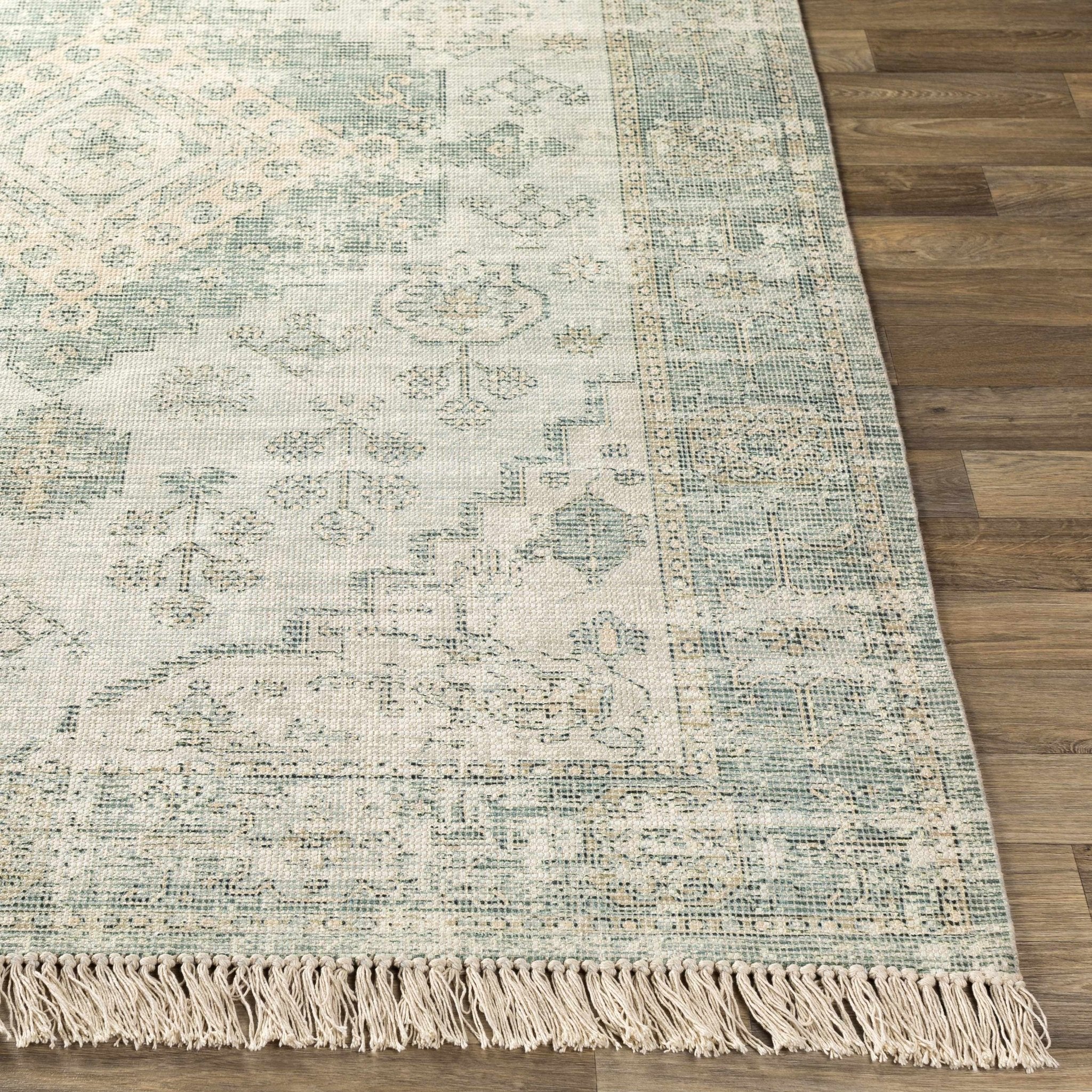 Traditional Style Green Handmade Cotton-blend Rug - Image 9