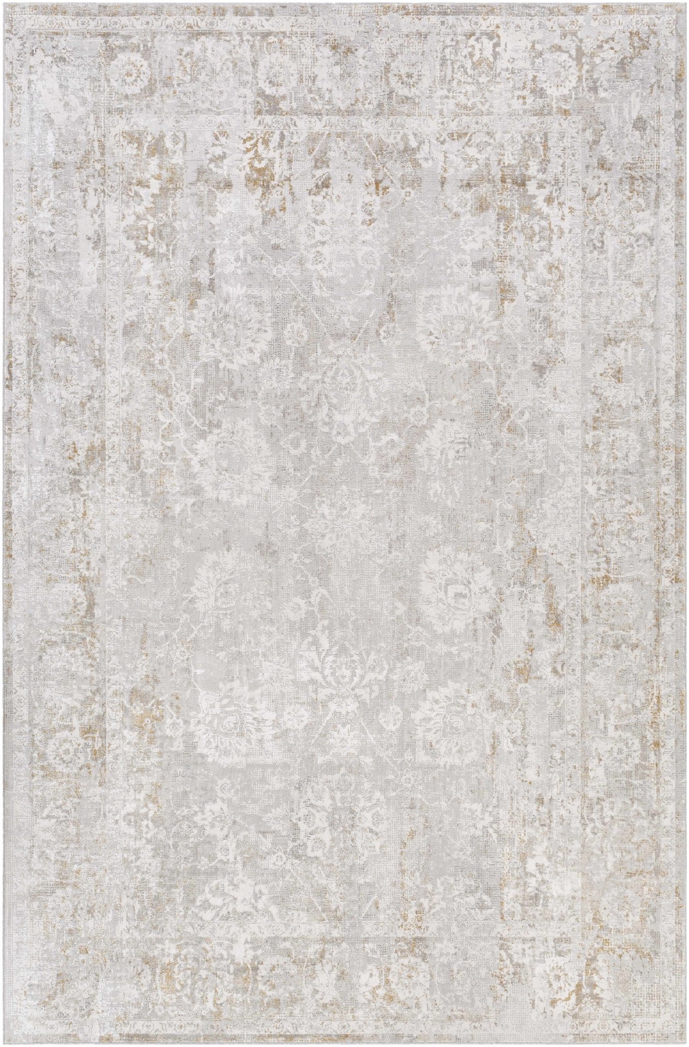 Transitional Style Ivory Gray Machine Woven Area Rug - Image 11