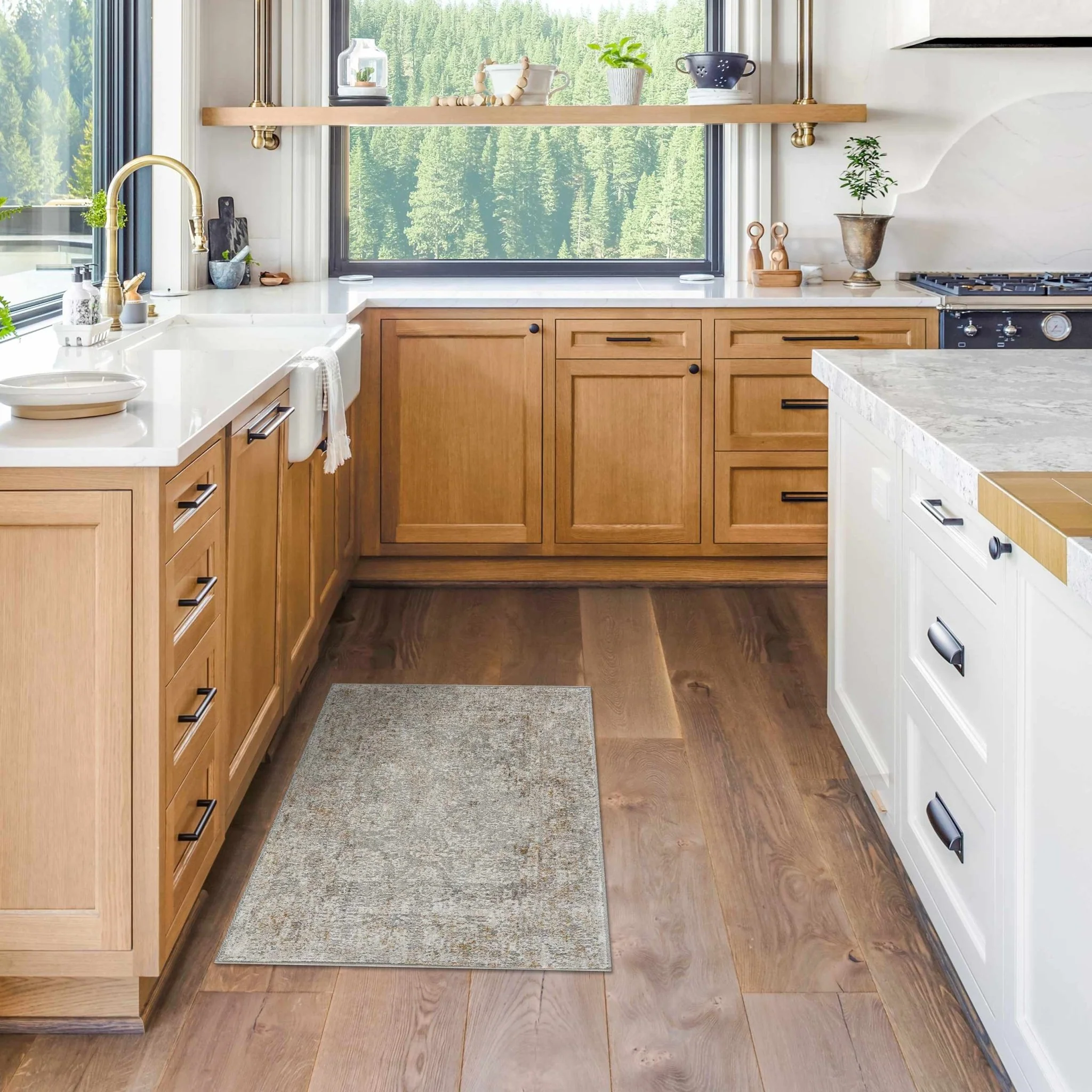 Transitional Style Ivory Gray Machine Woven Area Rug - Image 2