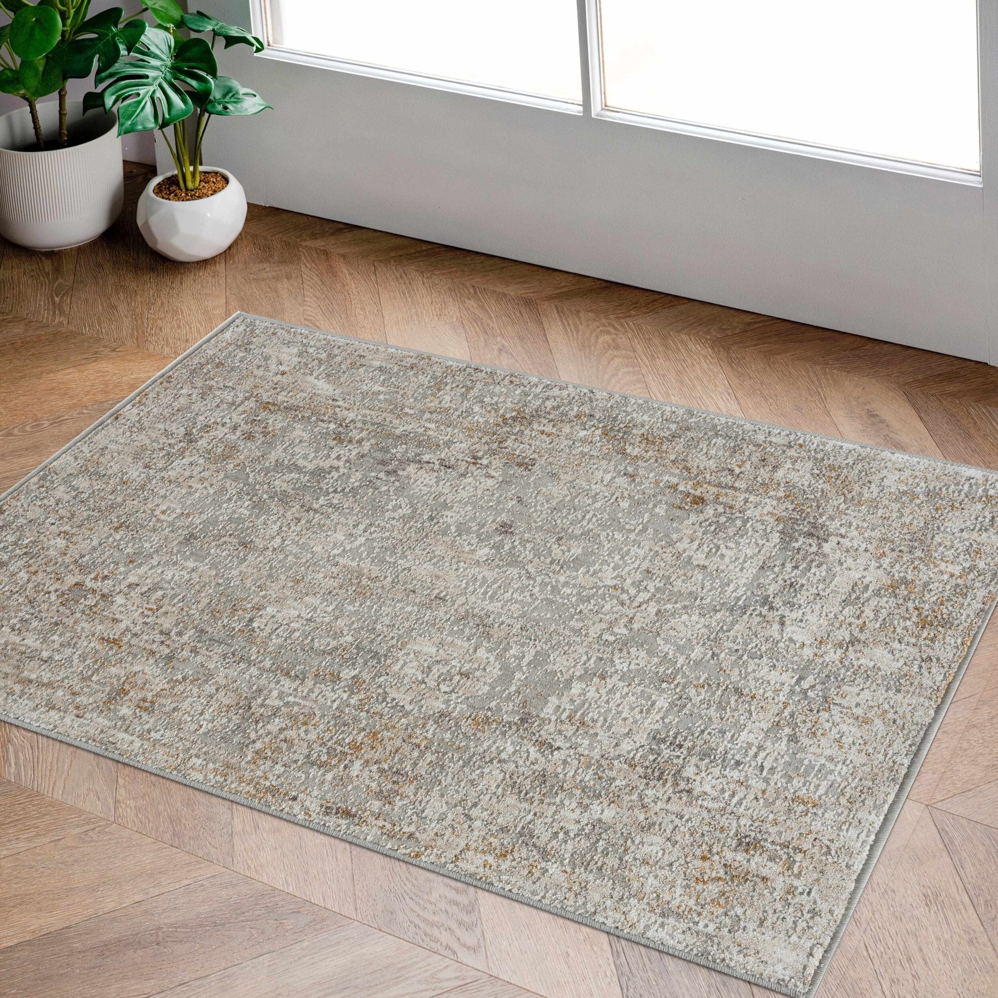 Transitional Style Ivory Gray Machine Woven Area Rug - Image 4