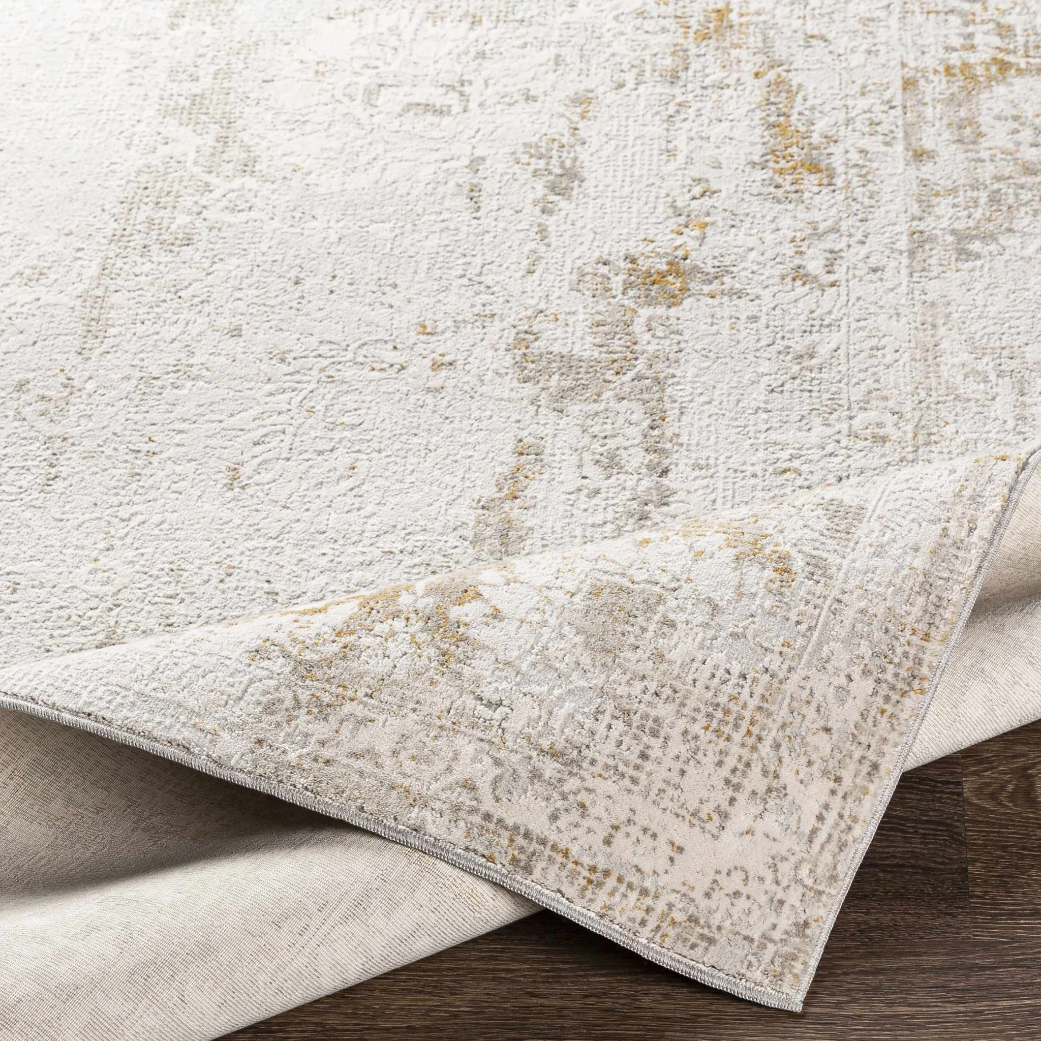 Transitional Style Ivory Gray Machine Woven Area Rug - Image 7