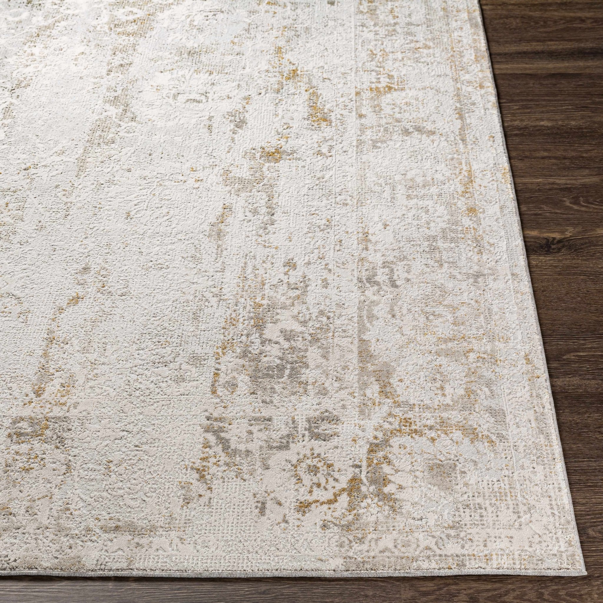 Transitional Style Ivory Gray Machine Woven Area Rug - Image 9