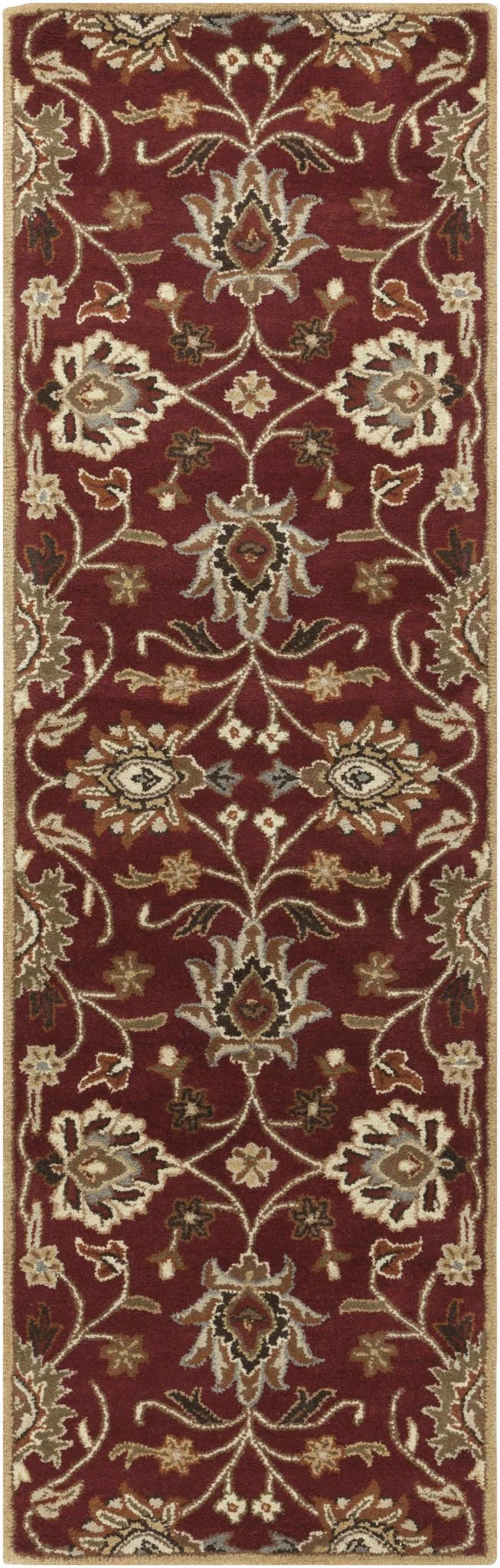 Traditional Style Maroon And Beige Hand Tufted Wool Rug - Image 11