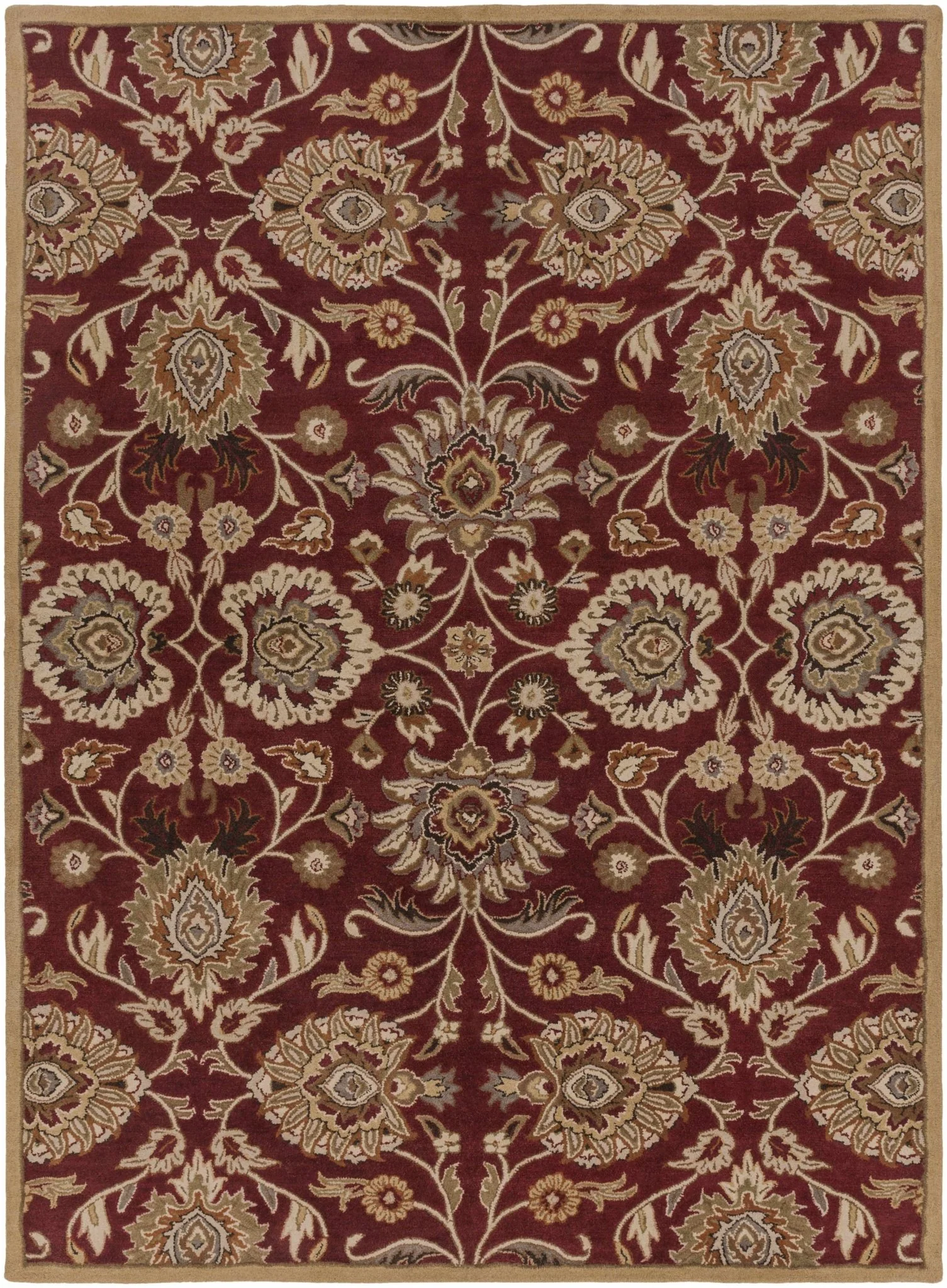 Traditional Style Maroon And Beige Hand Tufted Wool Rug - Image 13
